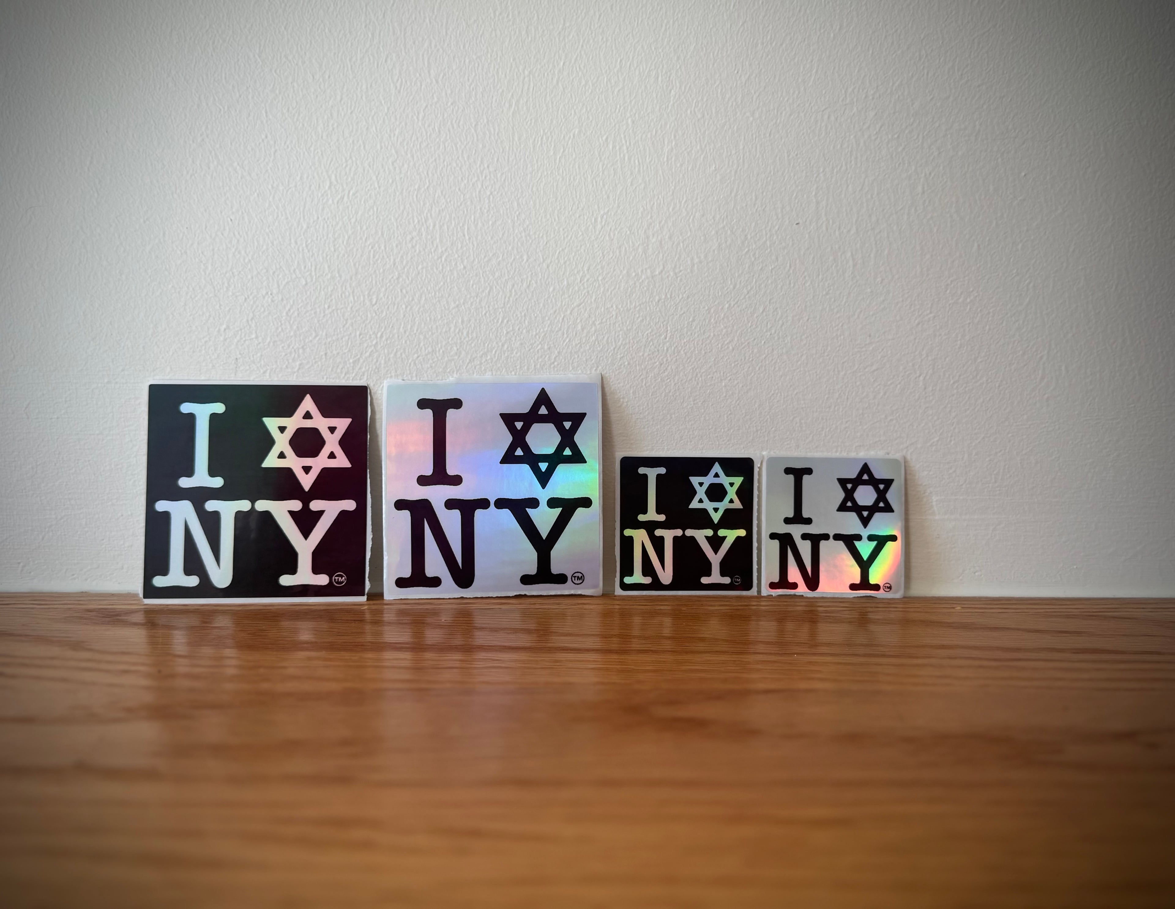 I LOVE NEW YORK (100pc) Jewish Star Holographic Thermal Stickers