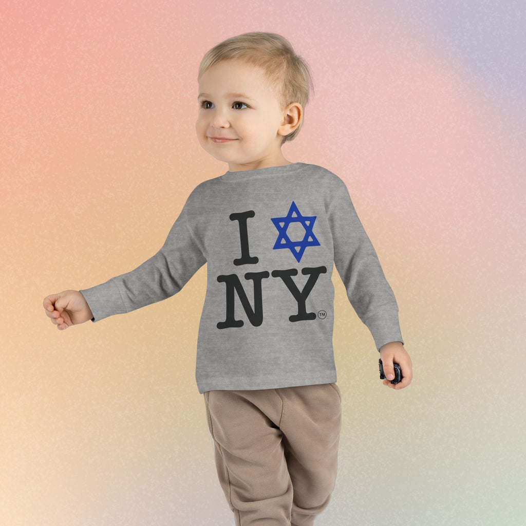 I Love NY Jewish Star Toddler Long Sleeve Tee | Jewish New York Pride Kids Shirt