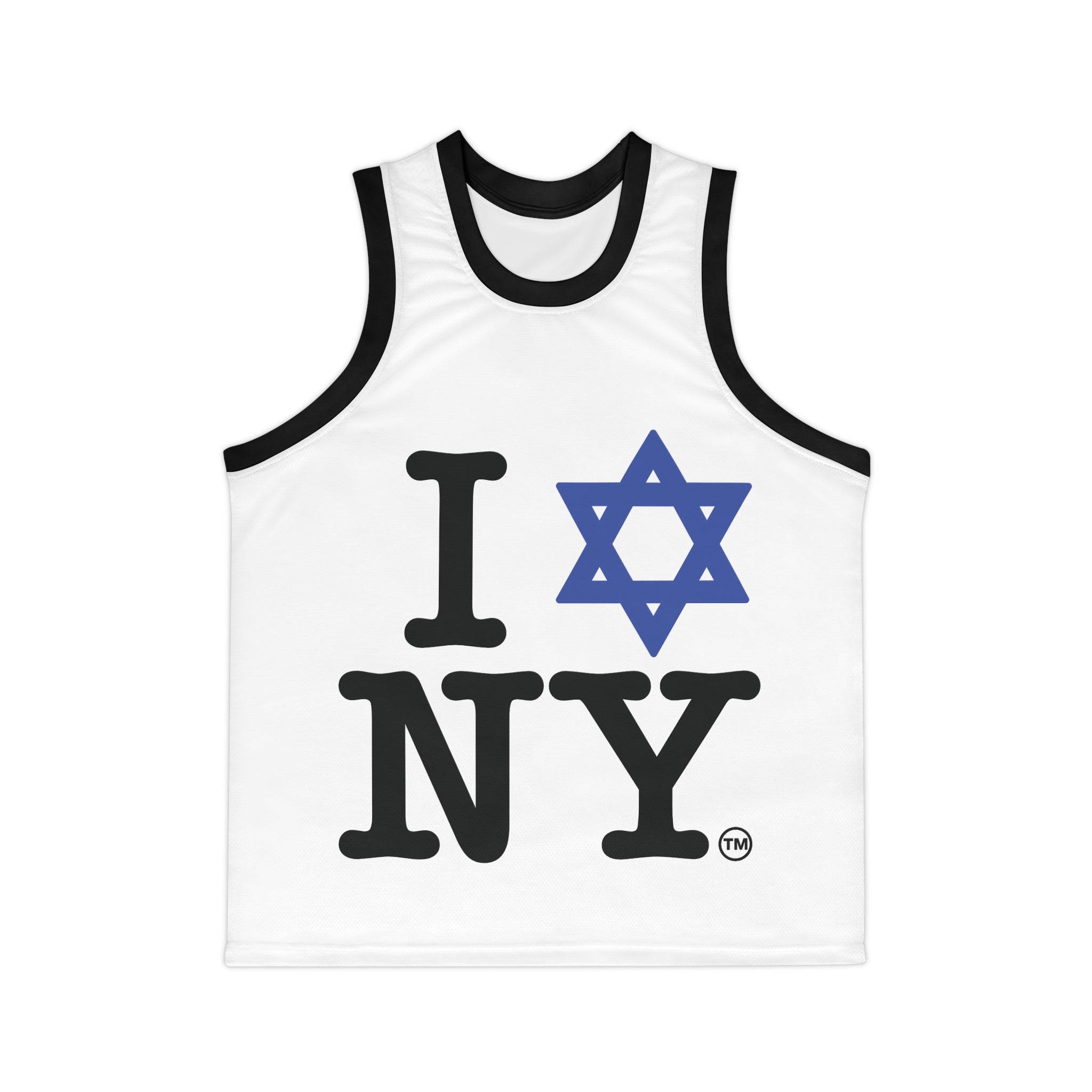 I Love New York Unisex Basketball Jersey in White (AOP)