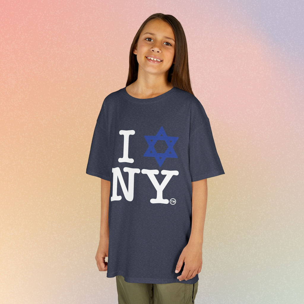 Kids I Jewish Star Love NY T-Shirt — Youth Jewish New York Pride Tee