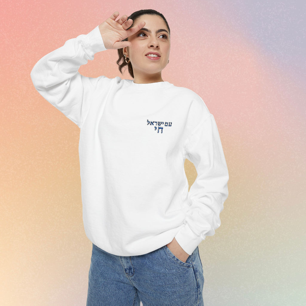 Am Yisrael Chai עם ישראל חי Hebrew Embroidered Sweatshirt