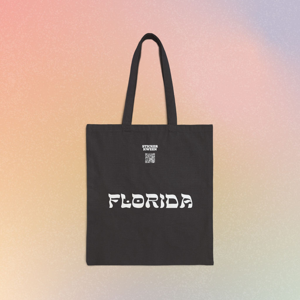Florida Hebrew Style Font Cotton Canvas Tote Bag - FL Jewish Pride