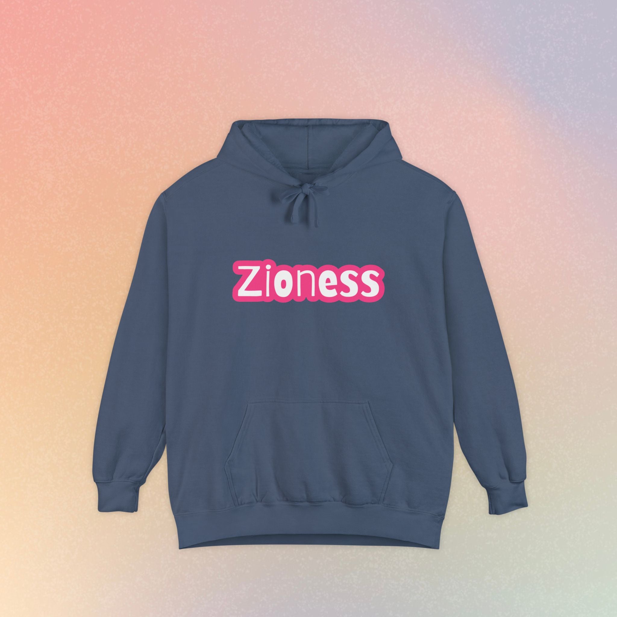 Zioness Hoodie — Pink Retro Logo Pullover