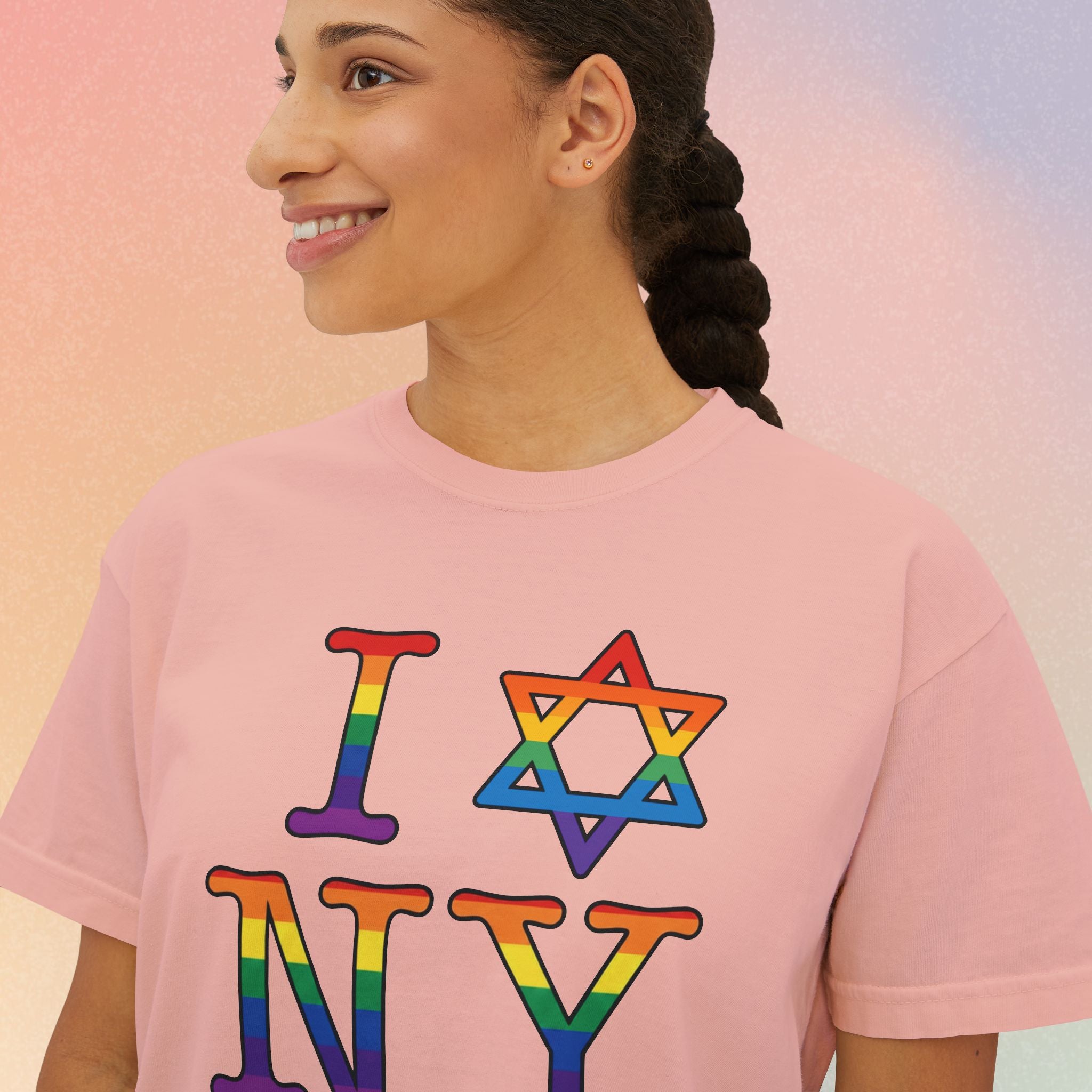 I Love NY Jewish Star LGBTQ Jewish Pride Women's Boxy Tee