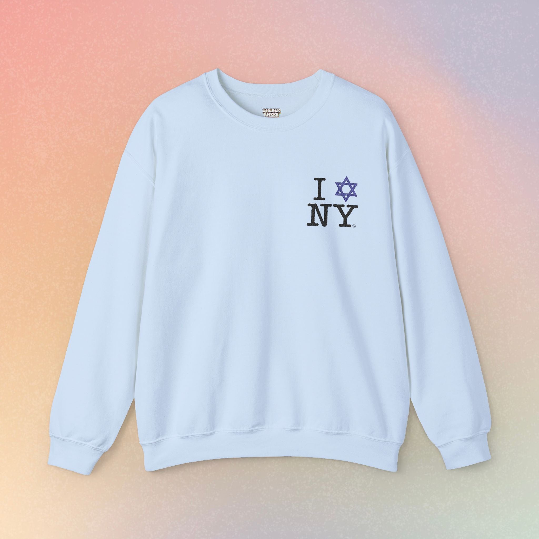 Embroidered I Love NY Jewish Star Crewneck Sweatshirt