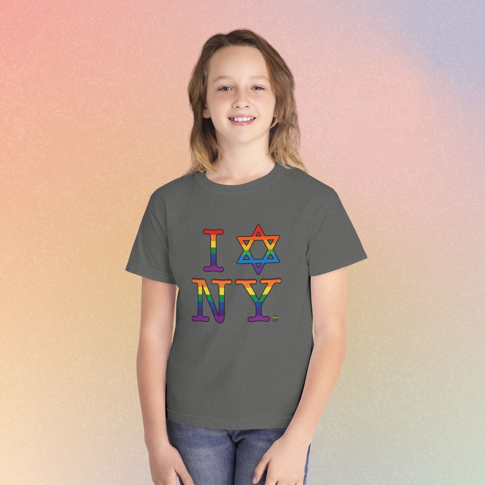 I Love NY Jewish Star LGBTQ Pride Youth Midweight Tee