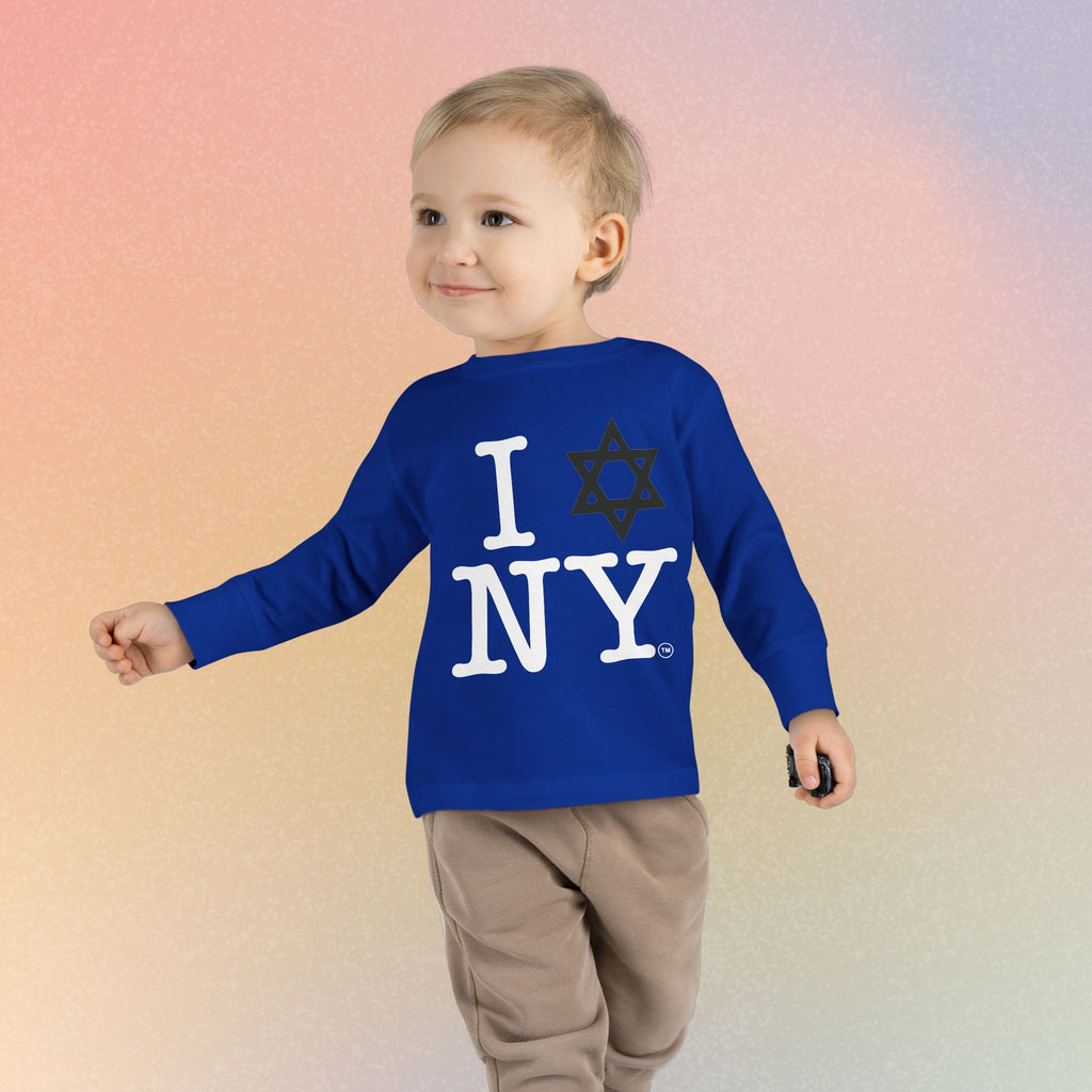 I Love NY Jewish Star Toddler Long Sleeve Tee | Jewish New York Pride Kids Shirt
