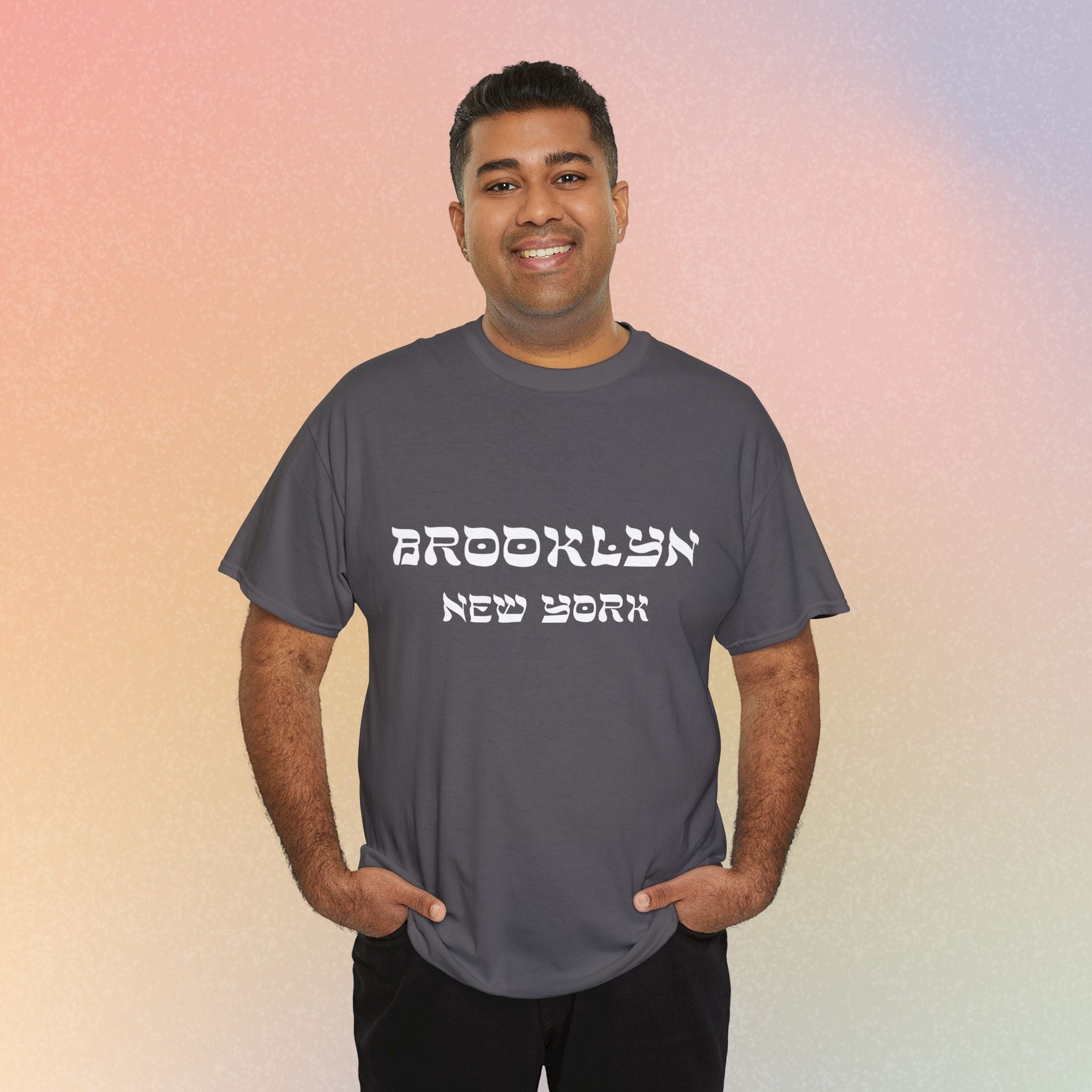 Brooklyn New York Hebrew Script - Unisex Heavy Cotton Tee