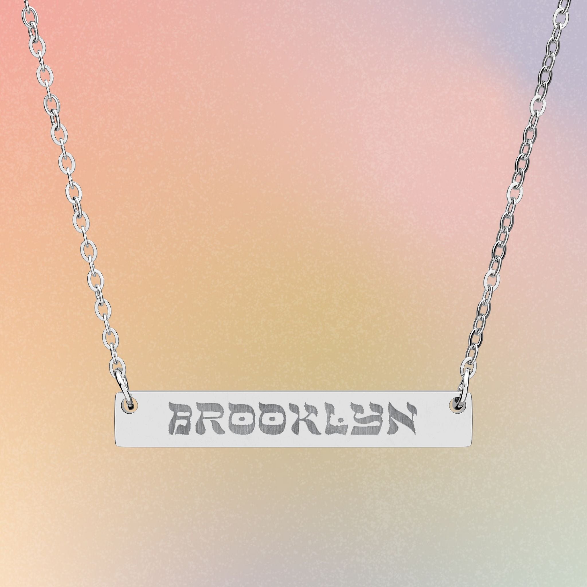 Brooklyn Engraved Bar Necklace | Horizontal Nameplate Necklace