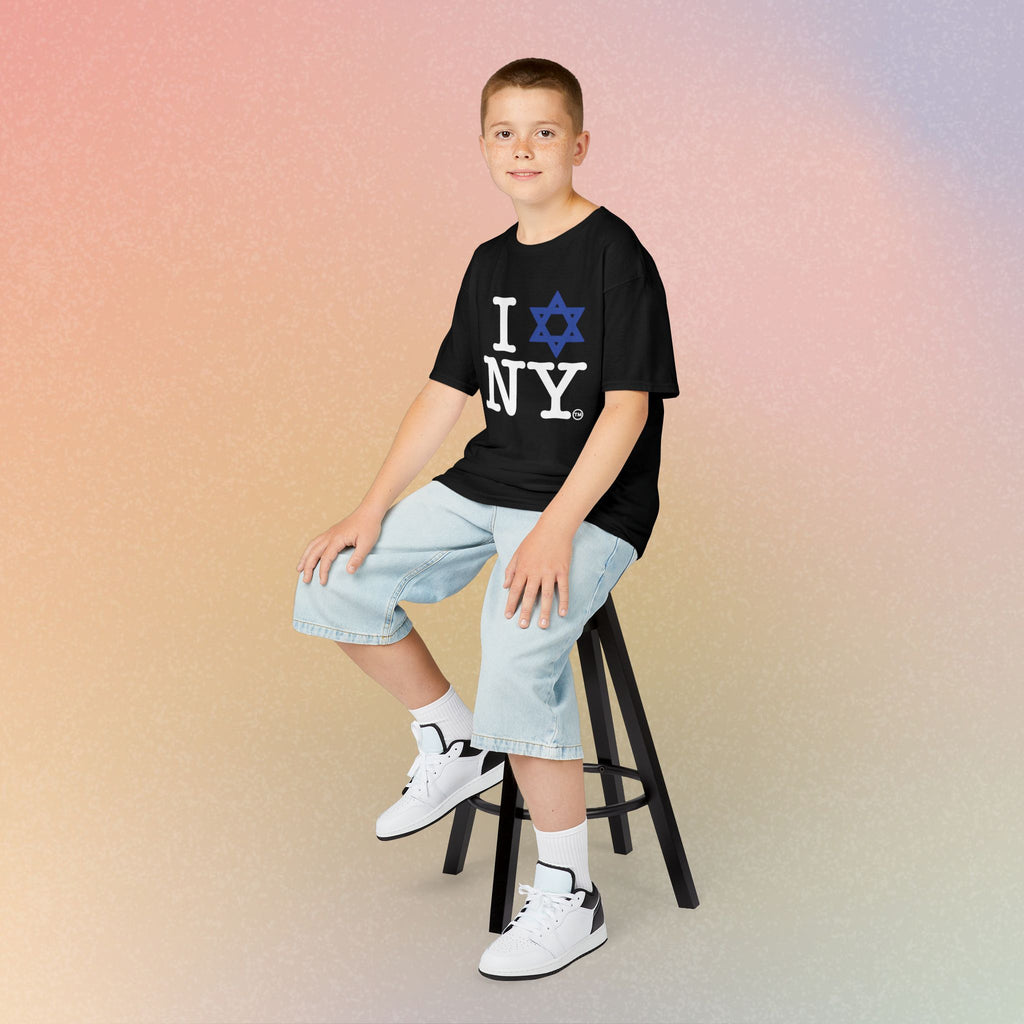 Kids I Jewish Star Love NY T-Shirt — Youth Jewish New York Pride Tee