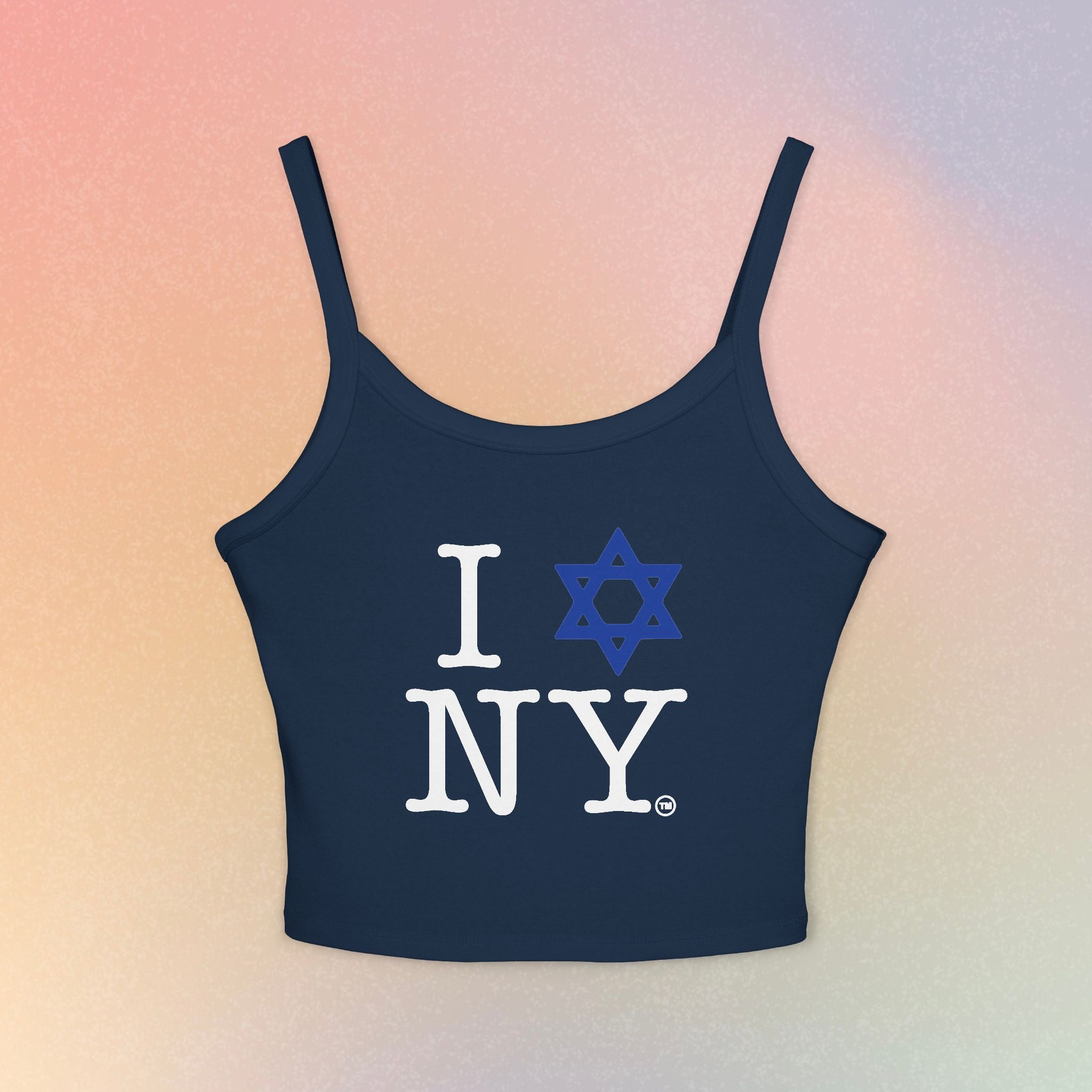 I Love New York Jewish Star Tank Top — Jewish Pride NYC Spaghetti Strap Crop