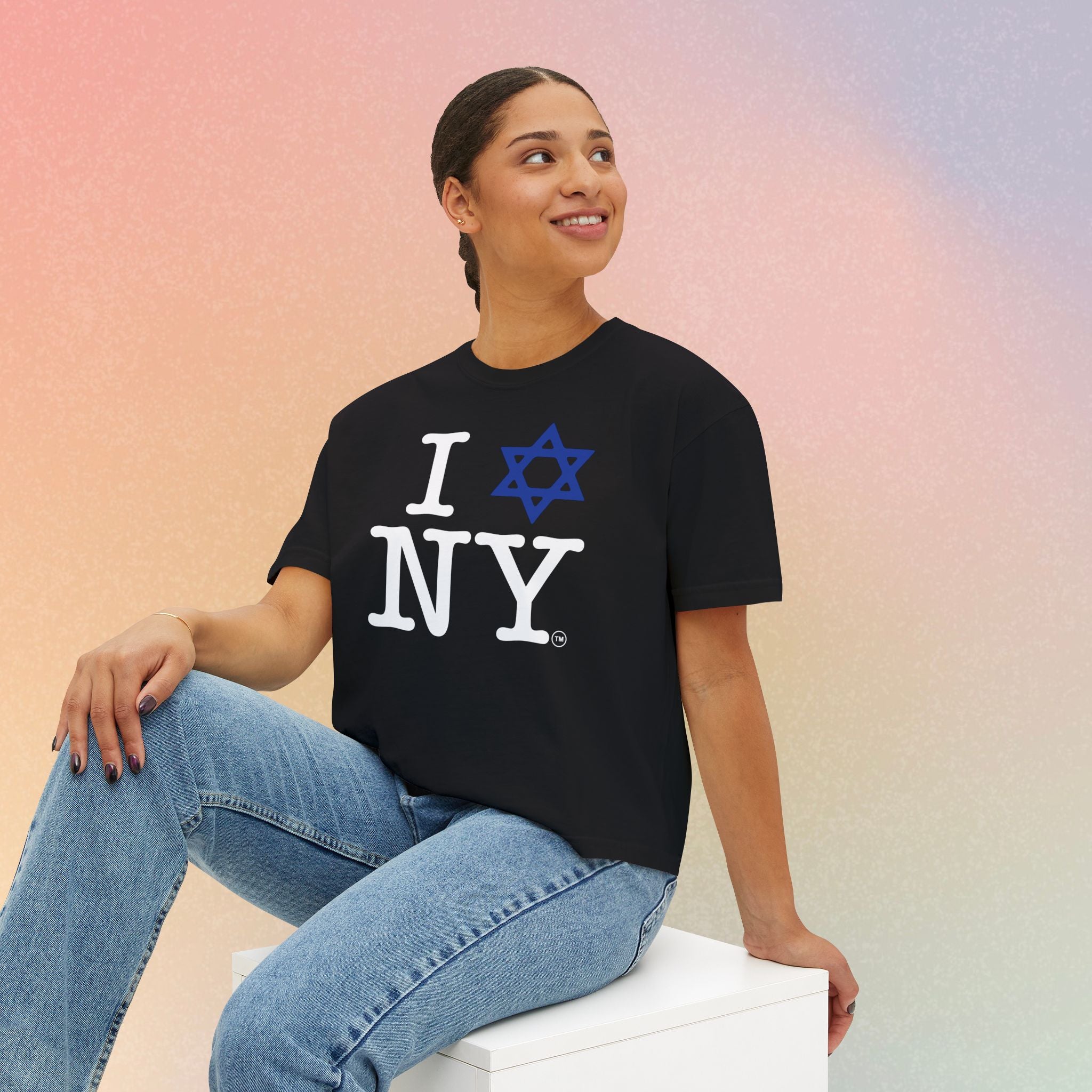 I Love NY Jewish Star Women's Boxy Tee — Jewish New York Pride T‑Shirt