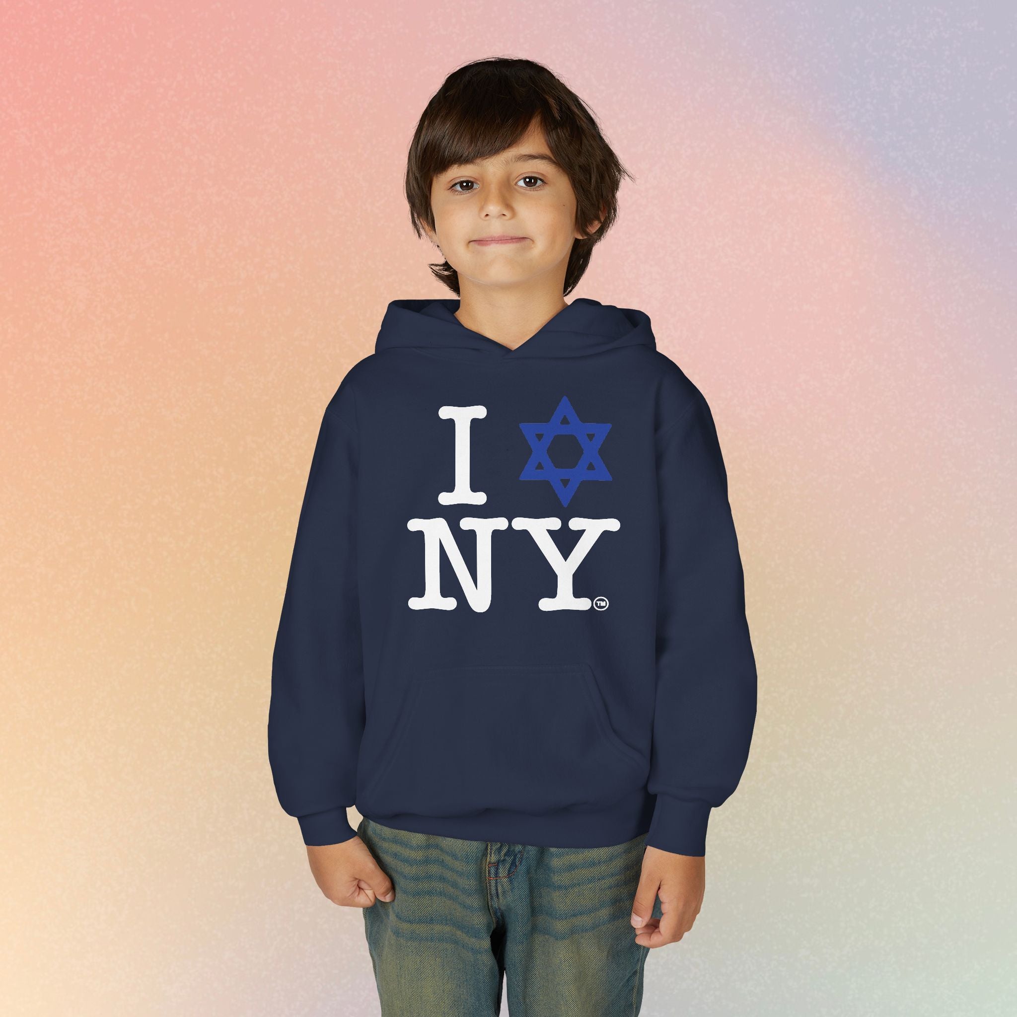 Youth Size I Love NY Jewish Star Hoodie | Jewish New York Pride Sweatshirt