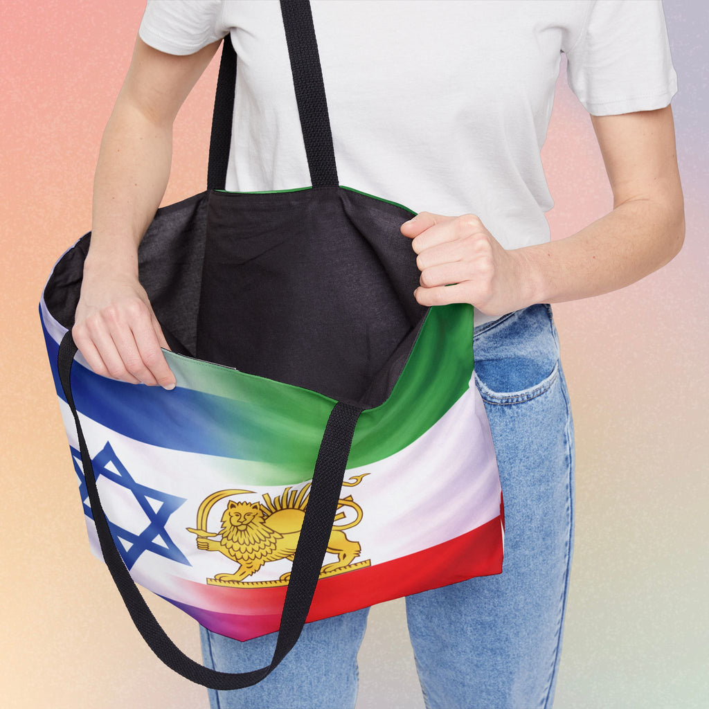 Persian-Israel Flag Large Shopping/Weekender Tote | Lion & Star of David Travel Bag