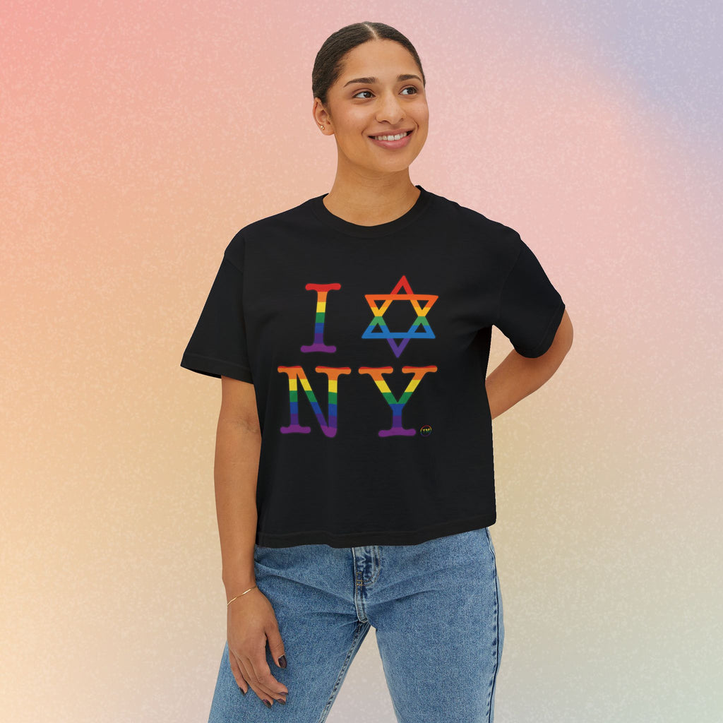 I Love NY Jewish Star LGBTQ Jewish Pride Women's Boxy Tee