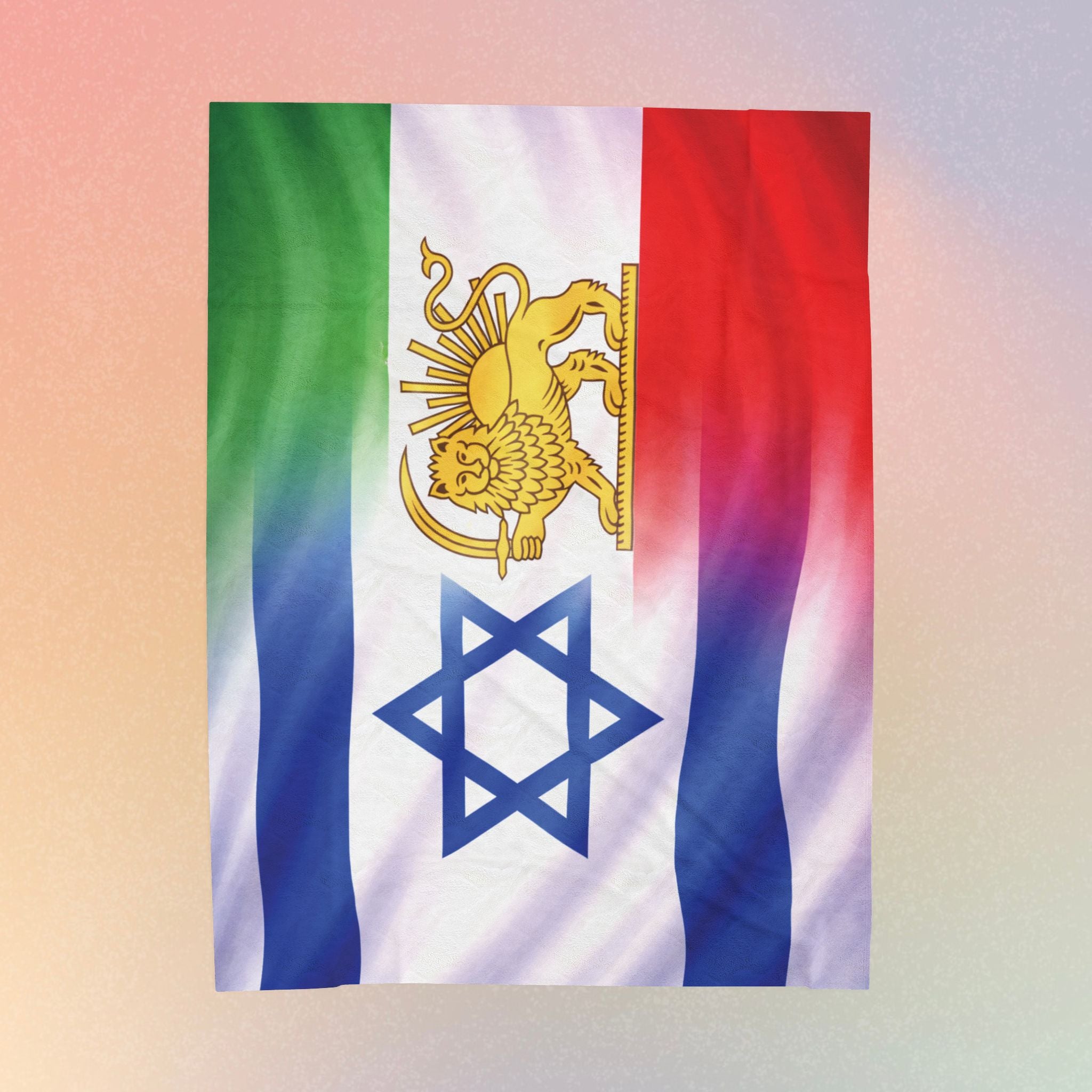 Persian Israeli Flag Blanket | Velveteen Plush Blanket