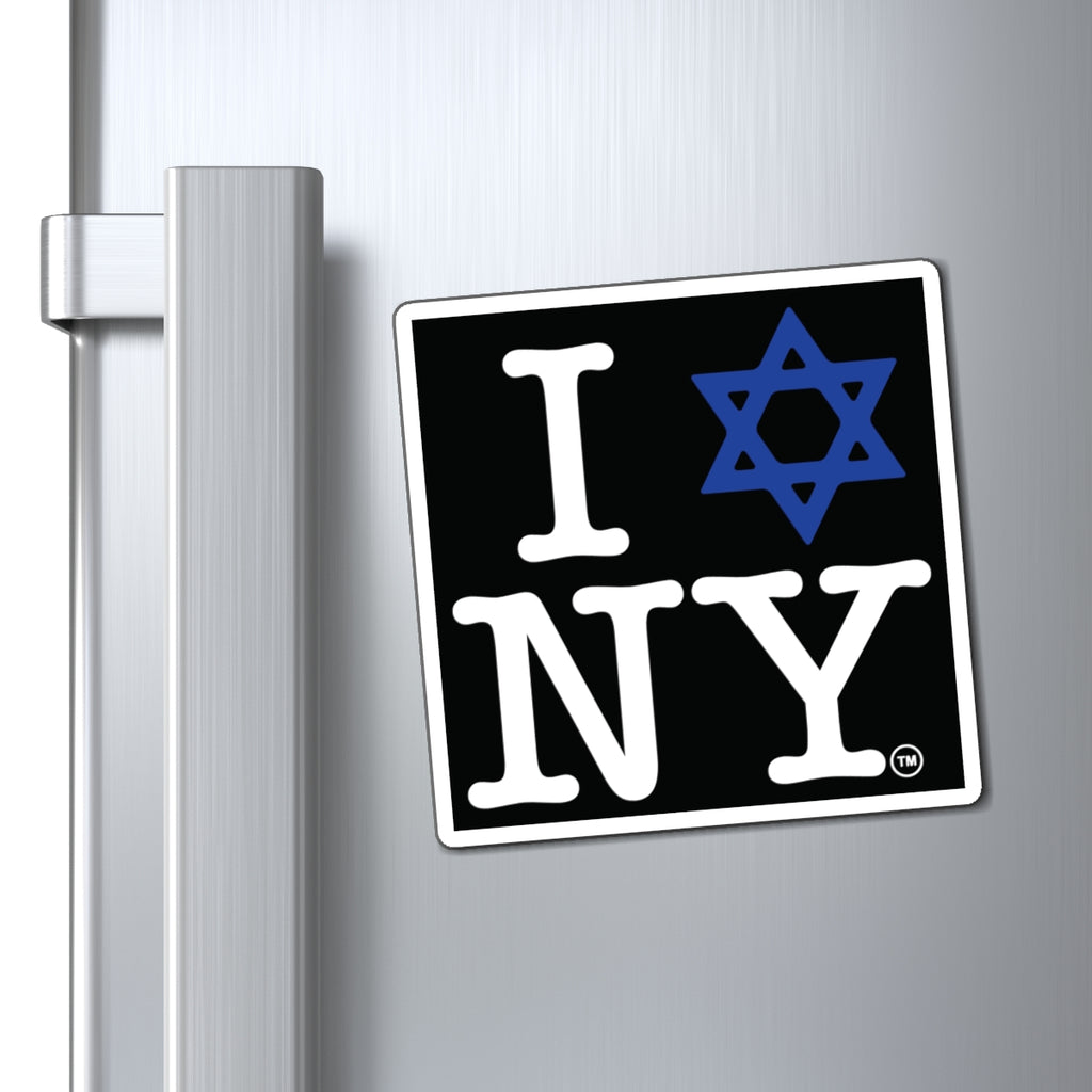 I Love NY Jewish Star Magnet — Jewish New York Fridge Magnet in Black (3 Sizes)