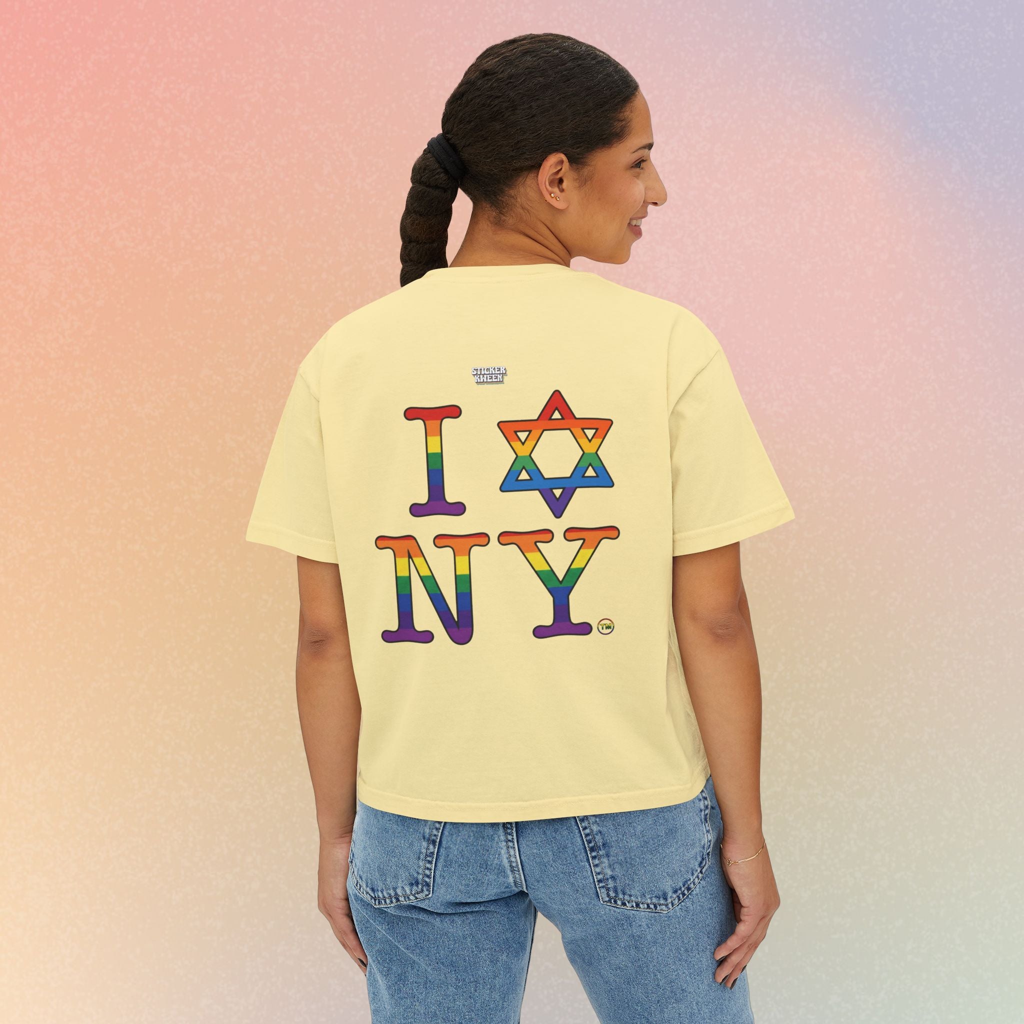 I Love NY Jewish Star LGBTQ Jewish Pride Women's Boxy Tee