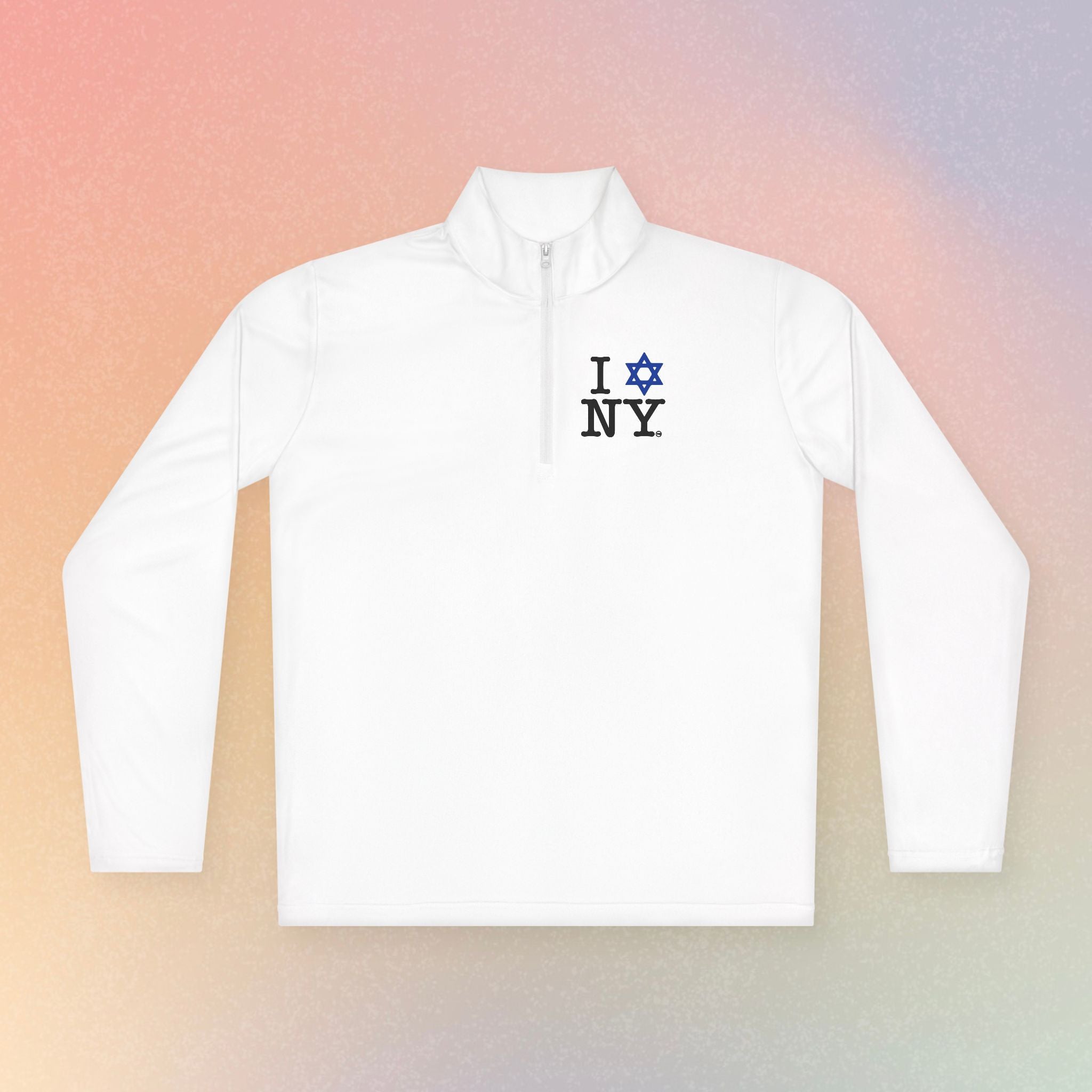 I Love NY Jewish Star Embroidered Quarter-Zip Pullover