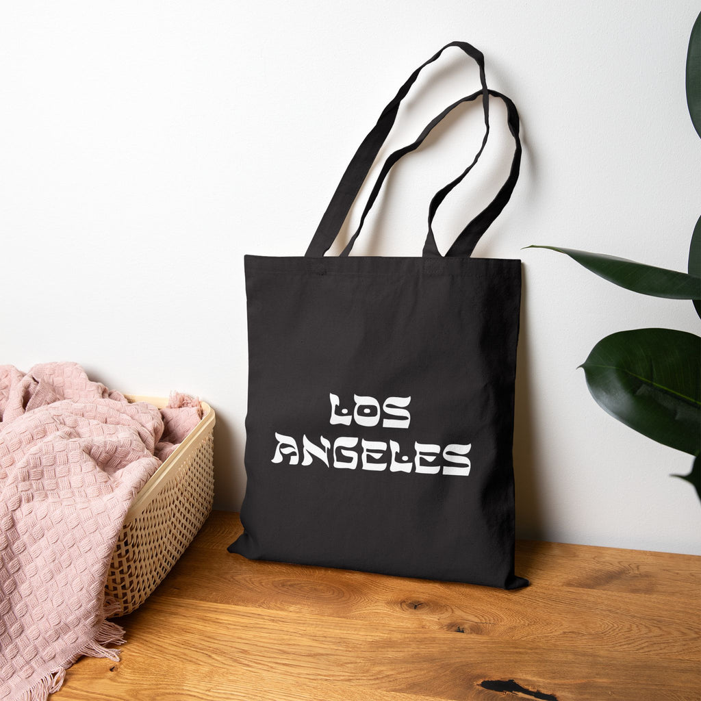 Los Angeles Hebrew Style Font Cotton Canvas Tote Bag - LA Jewish Pride