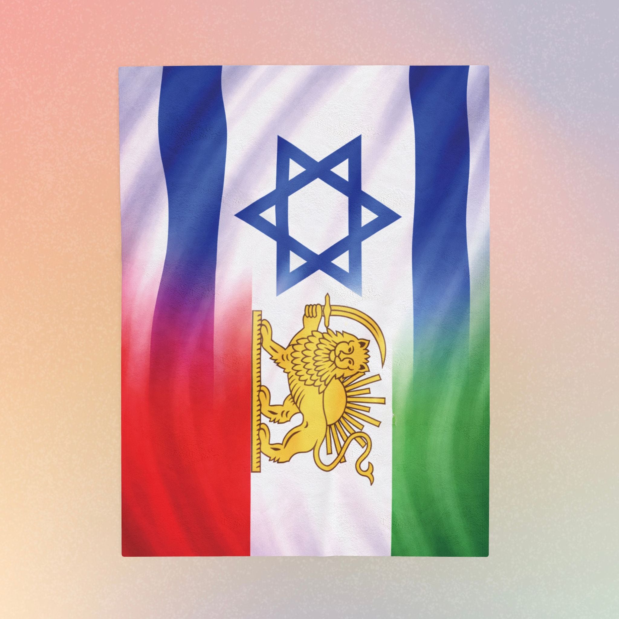 Persian Israeli Flag Blanket | Velveteen Plush Blanket