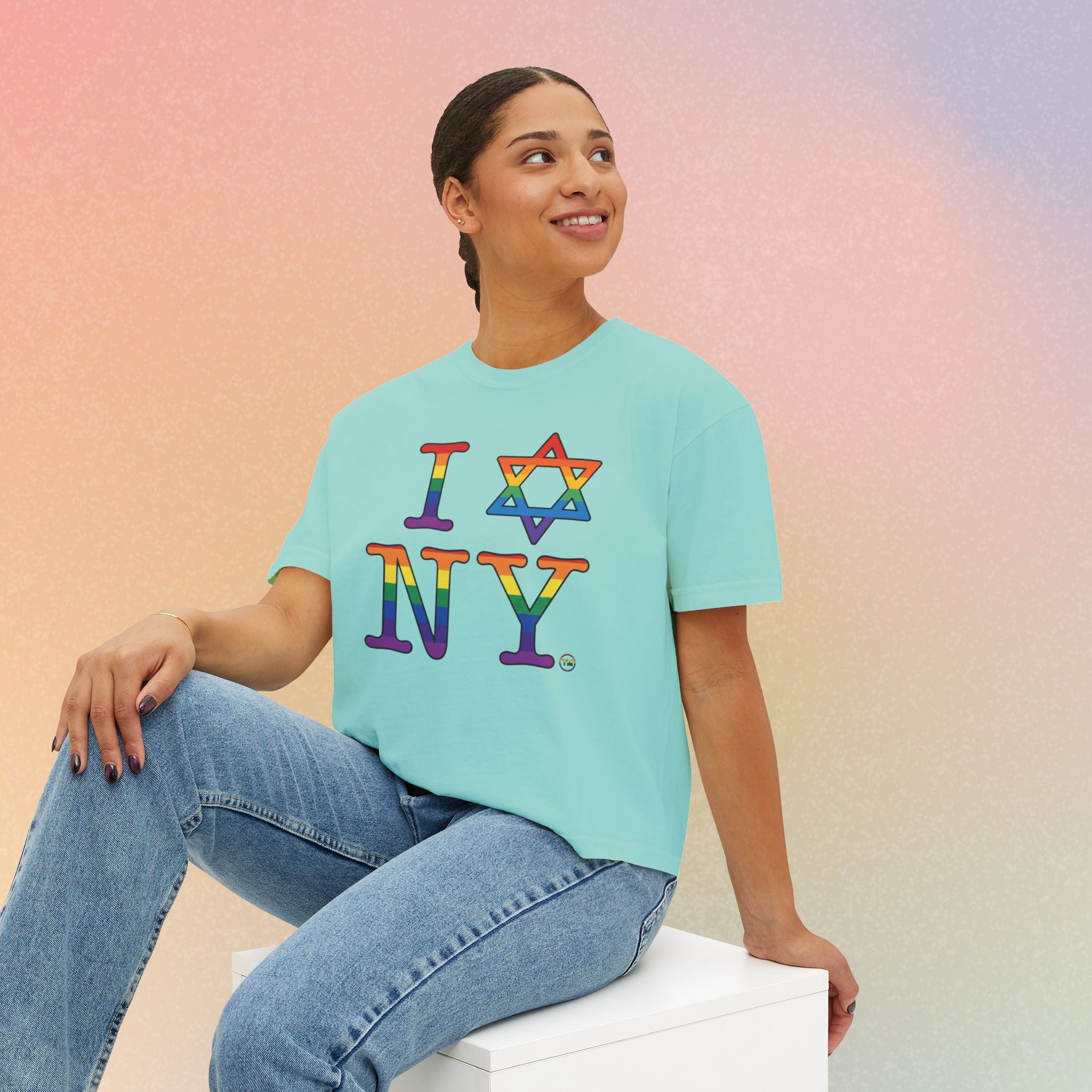I Love NY Jewish Star LGBTQ Jewish Pride Women's Boxy Tee