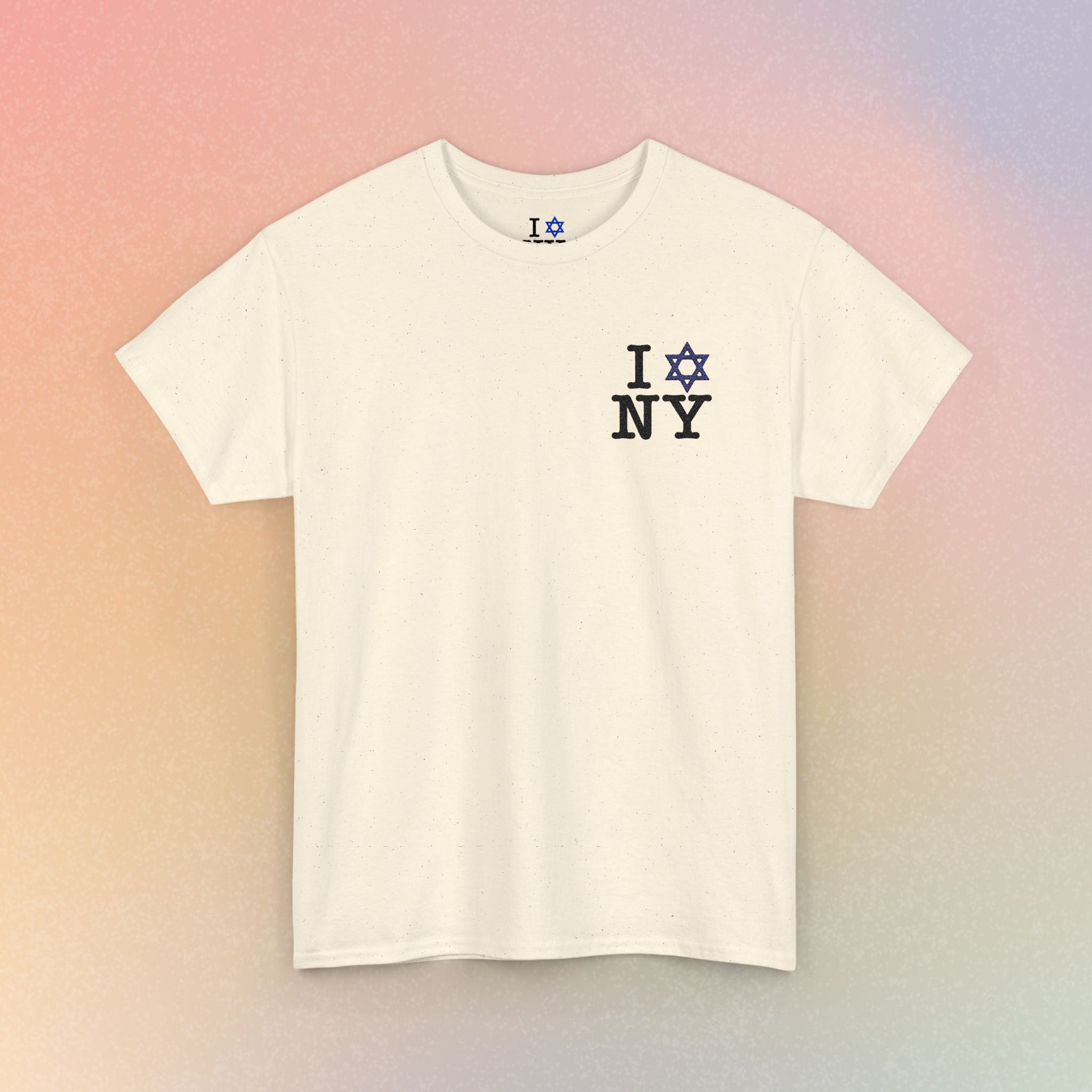 I Love NY Jewish Star Embroidered T-Shirt (Light Colors) | Jewish New York Tee