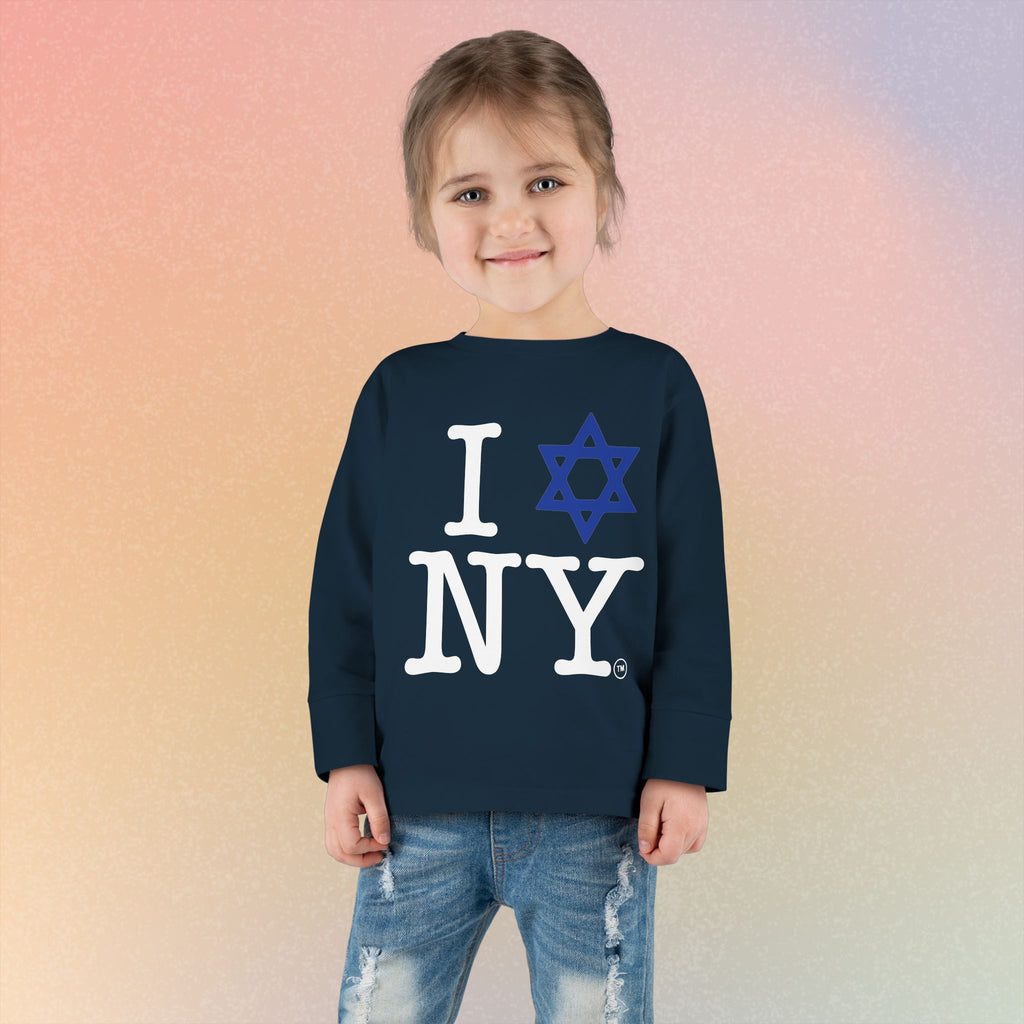 I Love NY Jewish Star Toddler Long Sleeve Tee | Jewish New York Pride Kids Shirt