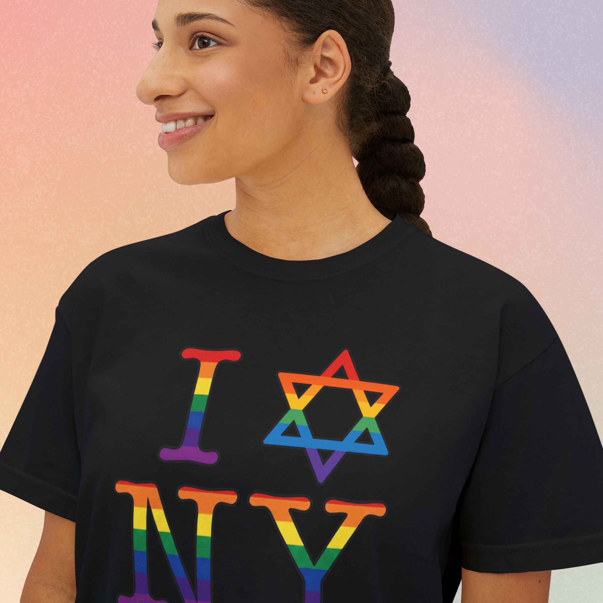 I Love NY Jewish Star LGBTQ Jewish Pride Women's Boxy Tee