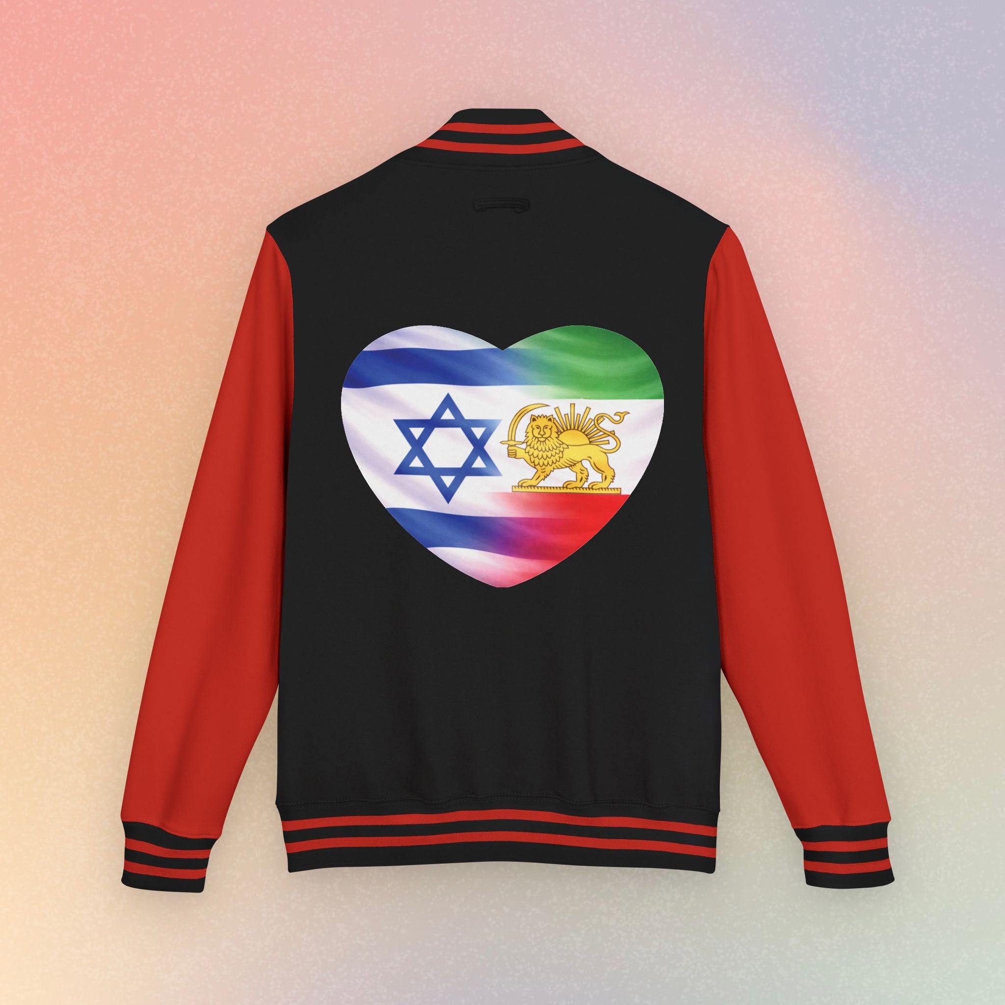 Persian Israeli Heart Flag Letterman Jacket | Varsity Jacket