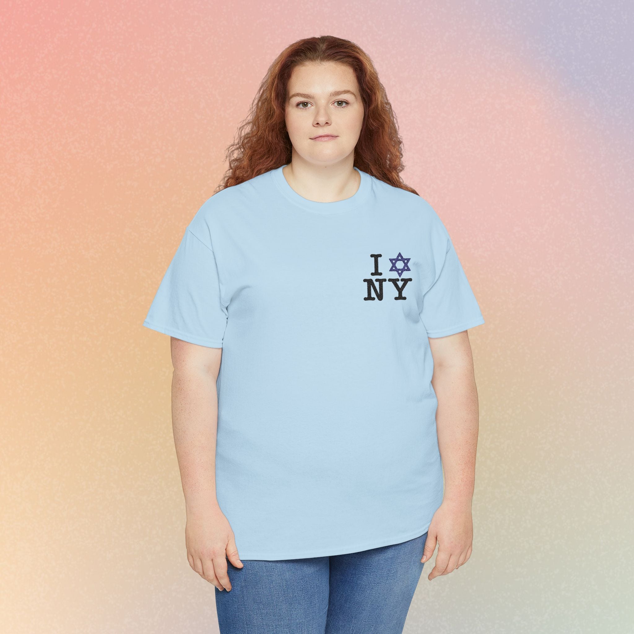 I Love NY Jewish Star Embroidered T-Shirt (Light Colors) | Jewish New York Tee