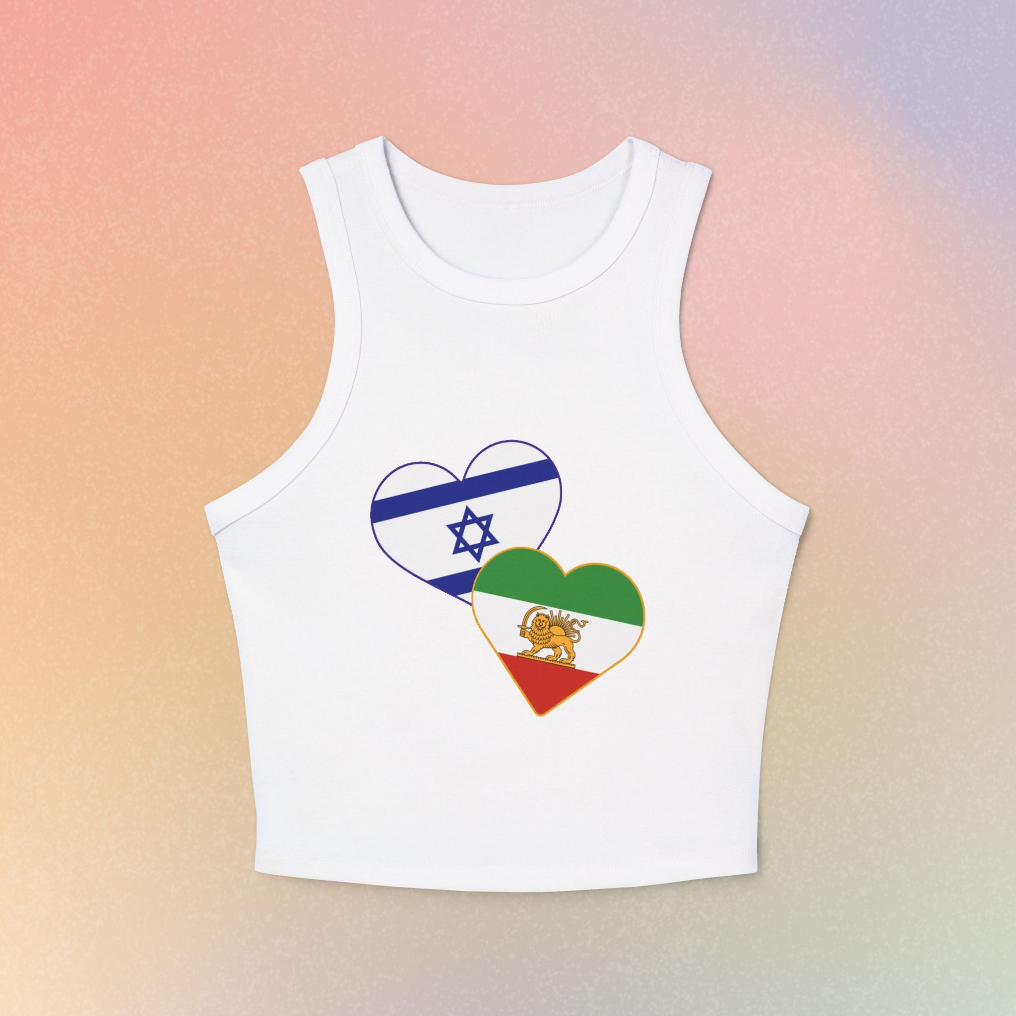 Persian Israeli Flag Hearts Women's Tank Top | Dual Flag Love Racerback