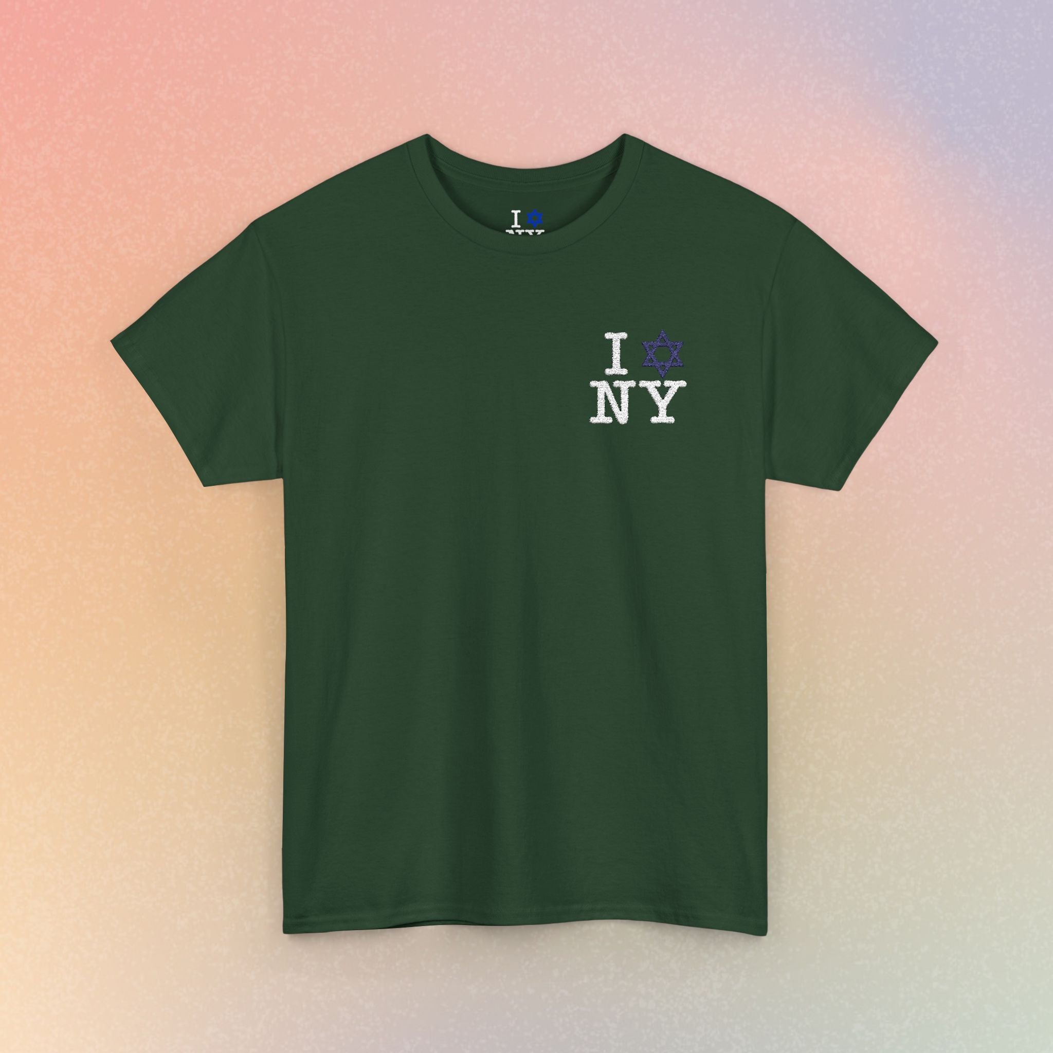 I Love NY Jewish Star Embroidered T-Shirt (Dark Colors) — Jewish NYC Pride