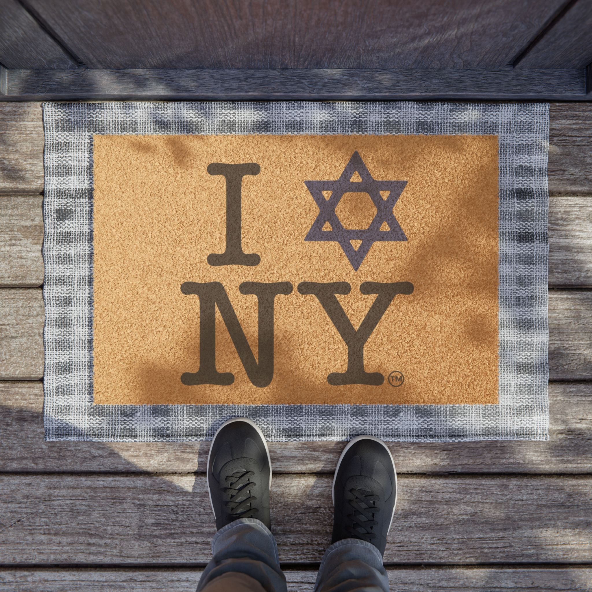 Doormat — I Love NY Star of David Welcome Mat (Jewish New York Pride)