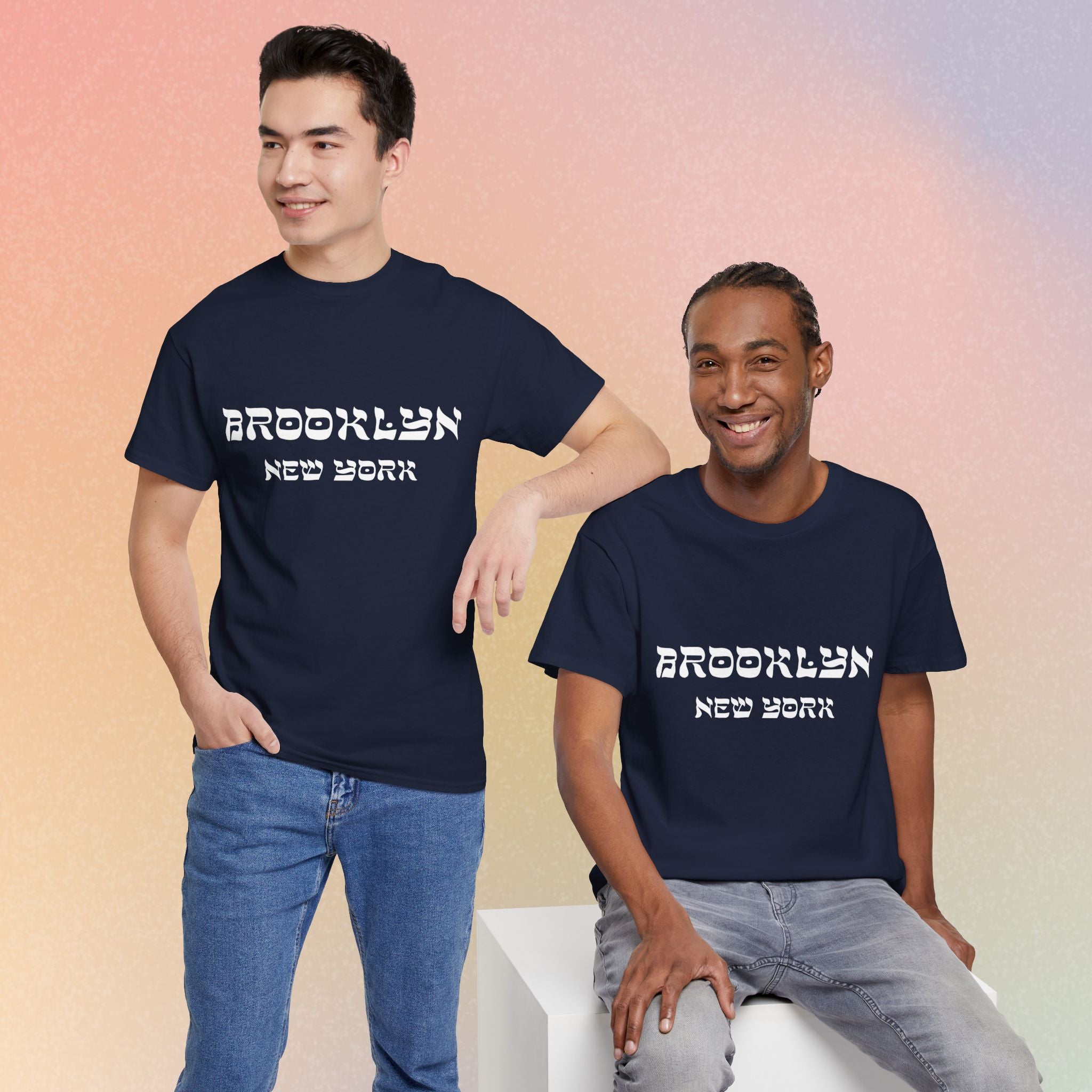Brooklyn New York Hebrew Script - Unisex Heavy Cotton Tee
