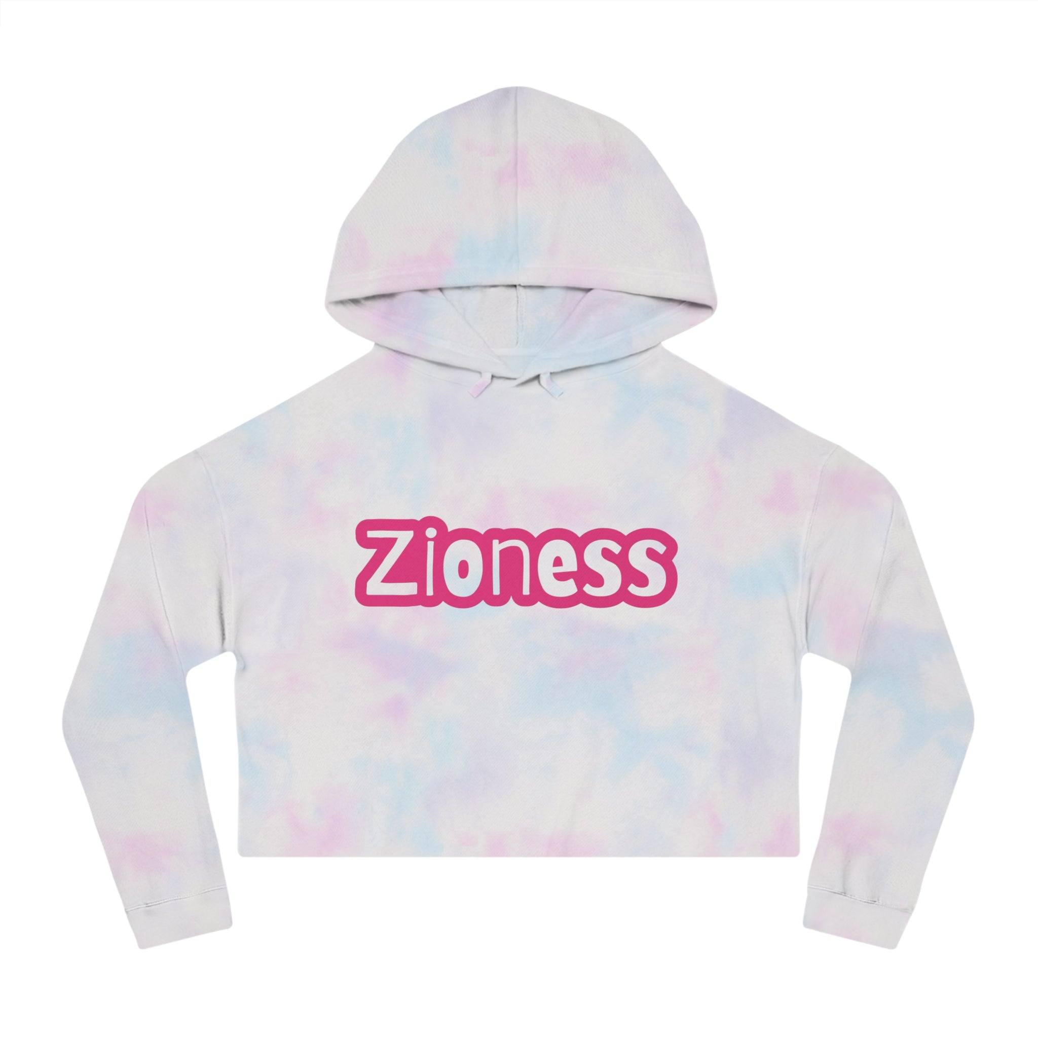 Zioness Cropped Hoodie | Feminine Jewish Pride Pink Text Zioness Sweatshirt