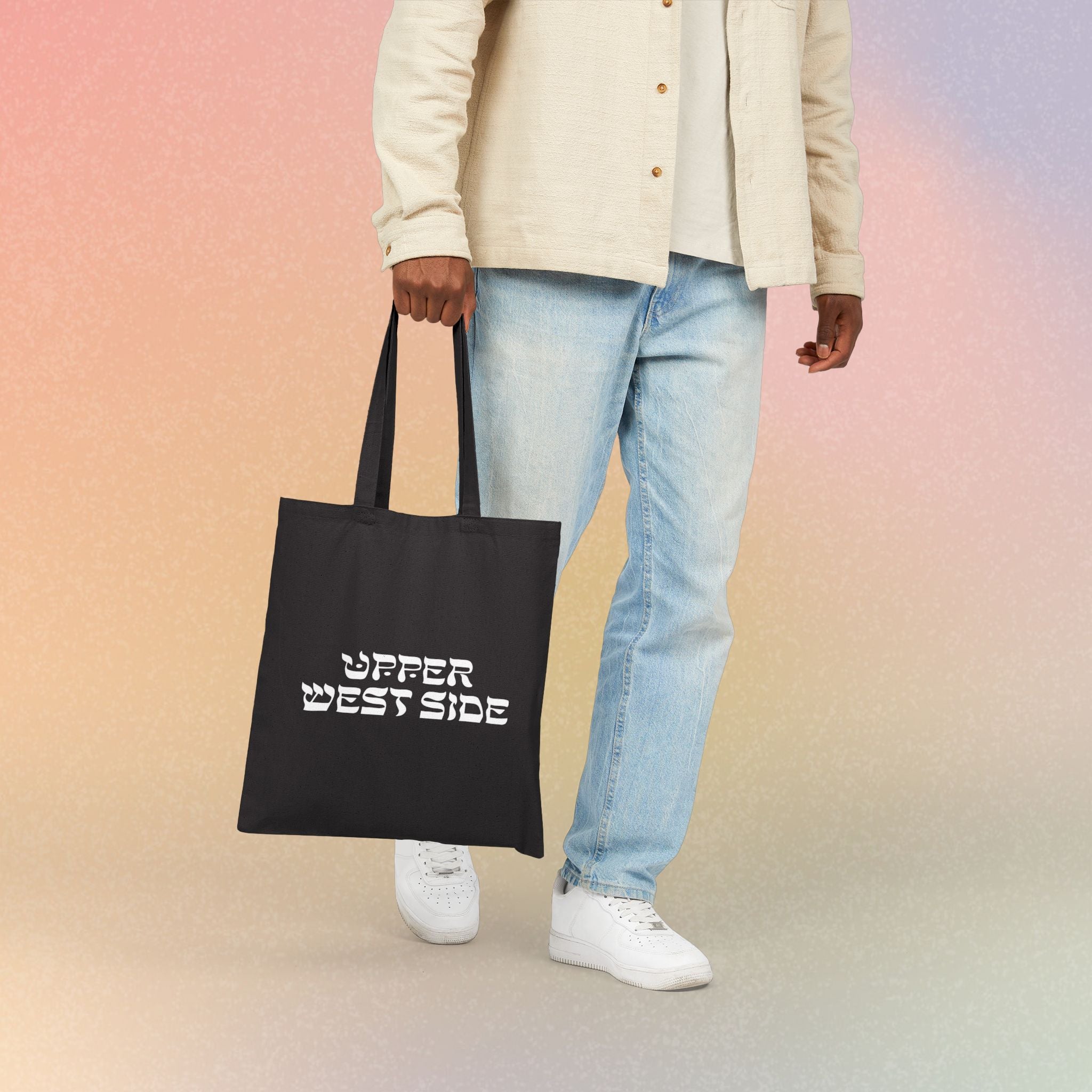 Upper West Side New York Hebrew Style Font Cotton Canvas Tote Bag