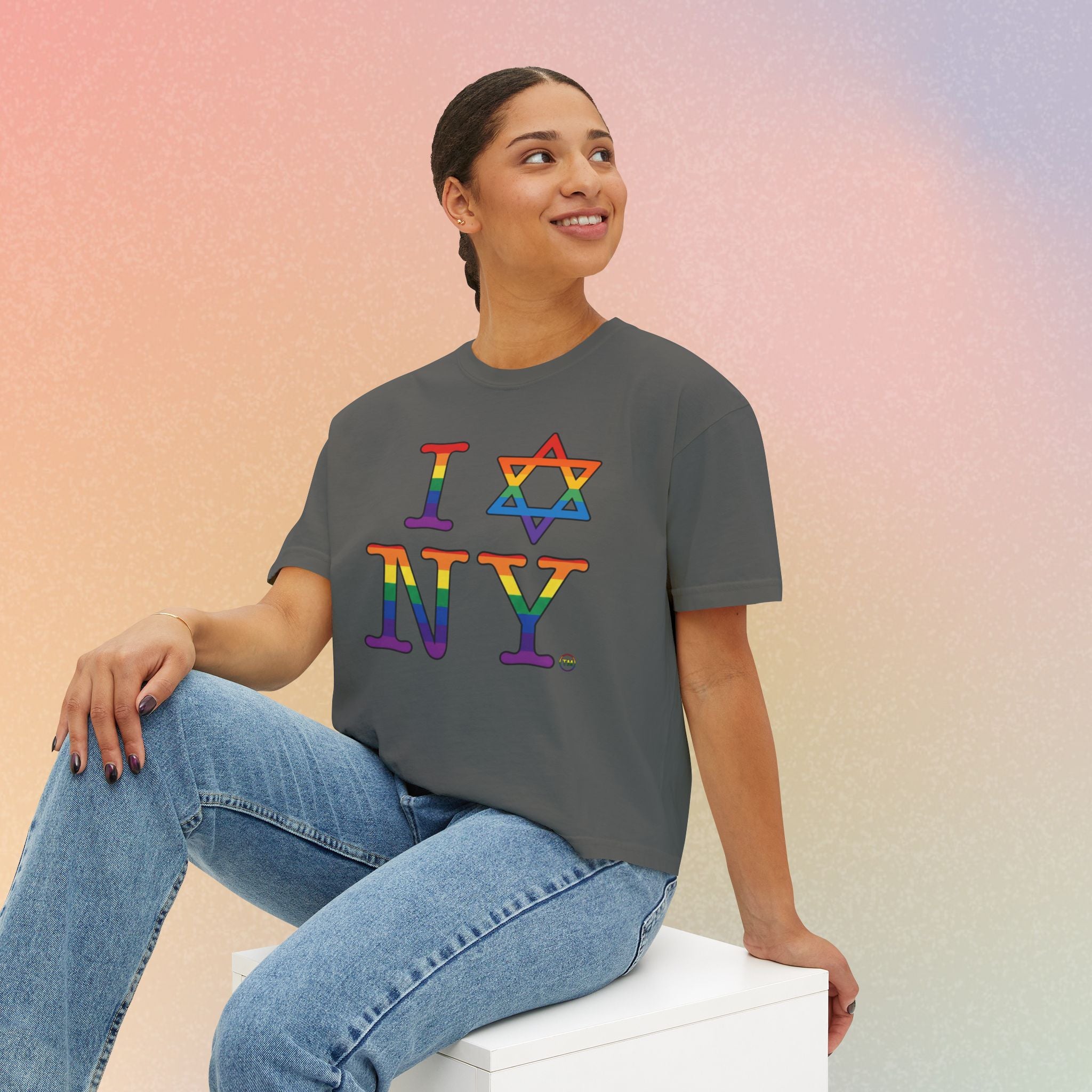 I Love NY Jewish Star LGBTQ Jewish Pride Women's Boxy Tee