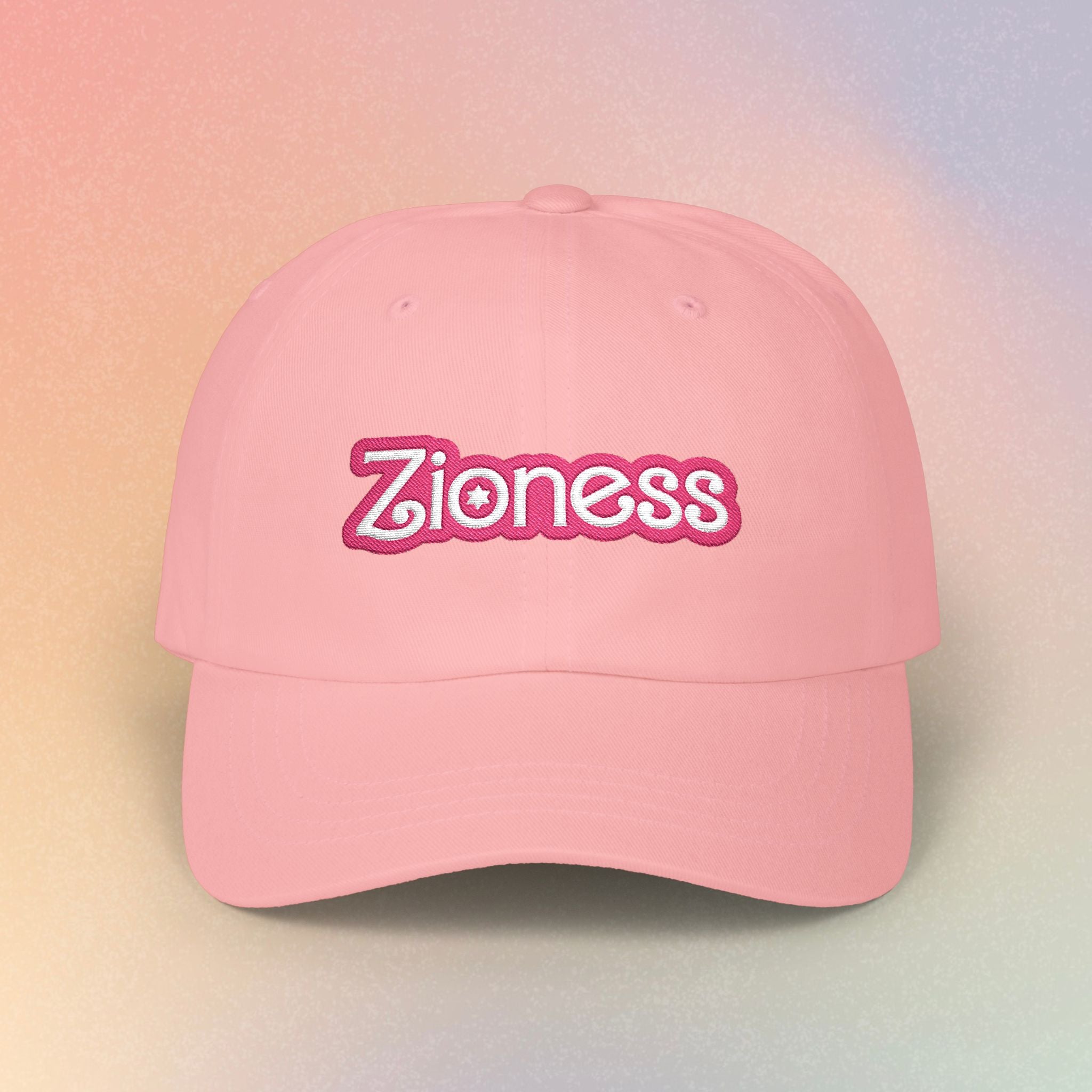 Zioness Embroidered Baseball Cap – Pink Barbie Font Jewish Pride Baseball Hat