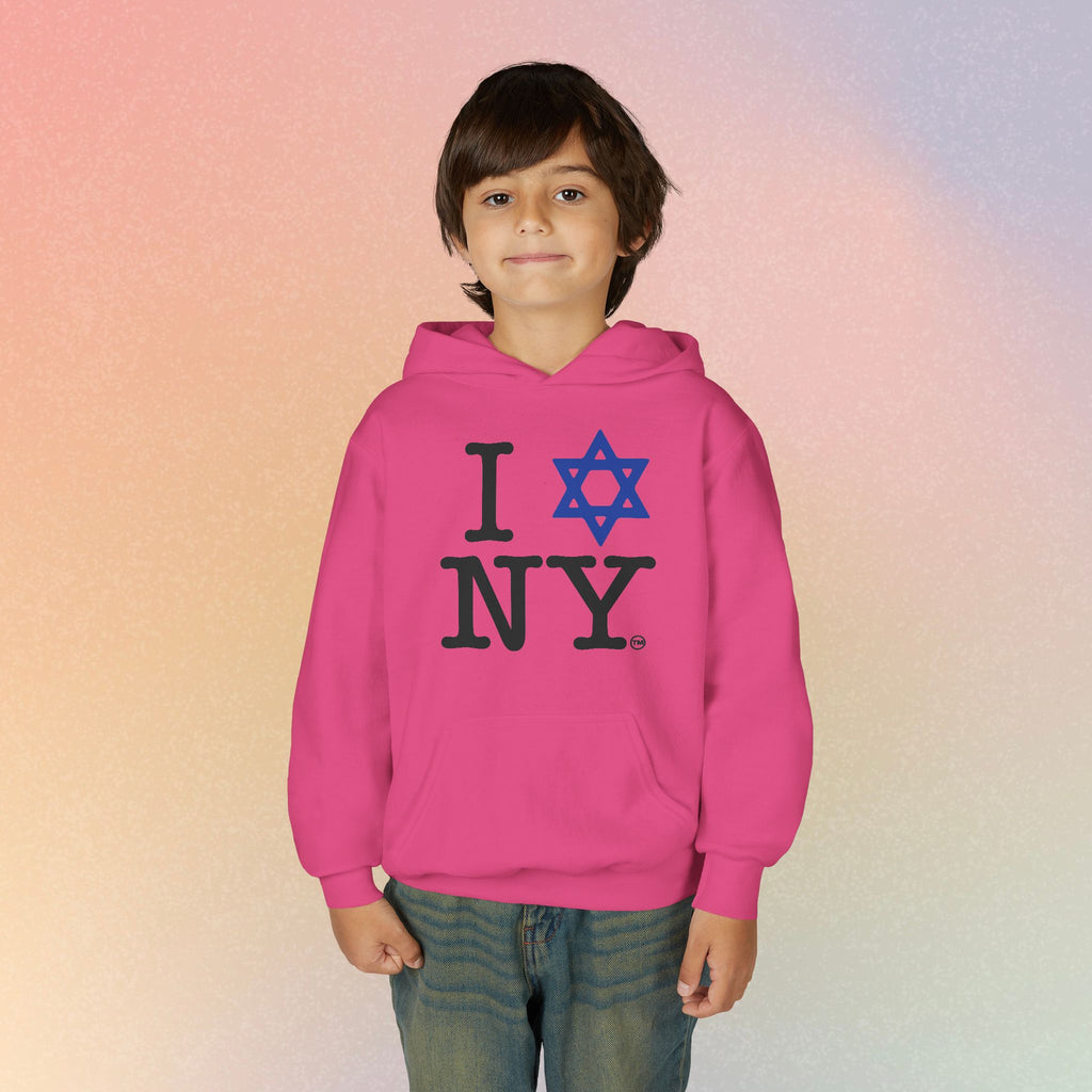 Youth Size I Love NY Jewish Star Hoodie | Jewish New York Pride Sweatshirt