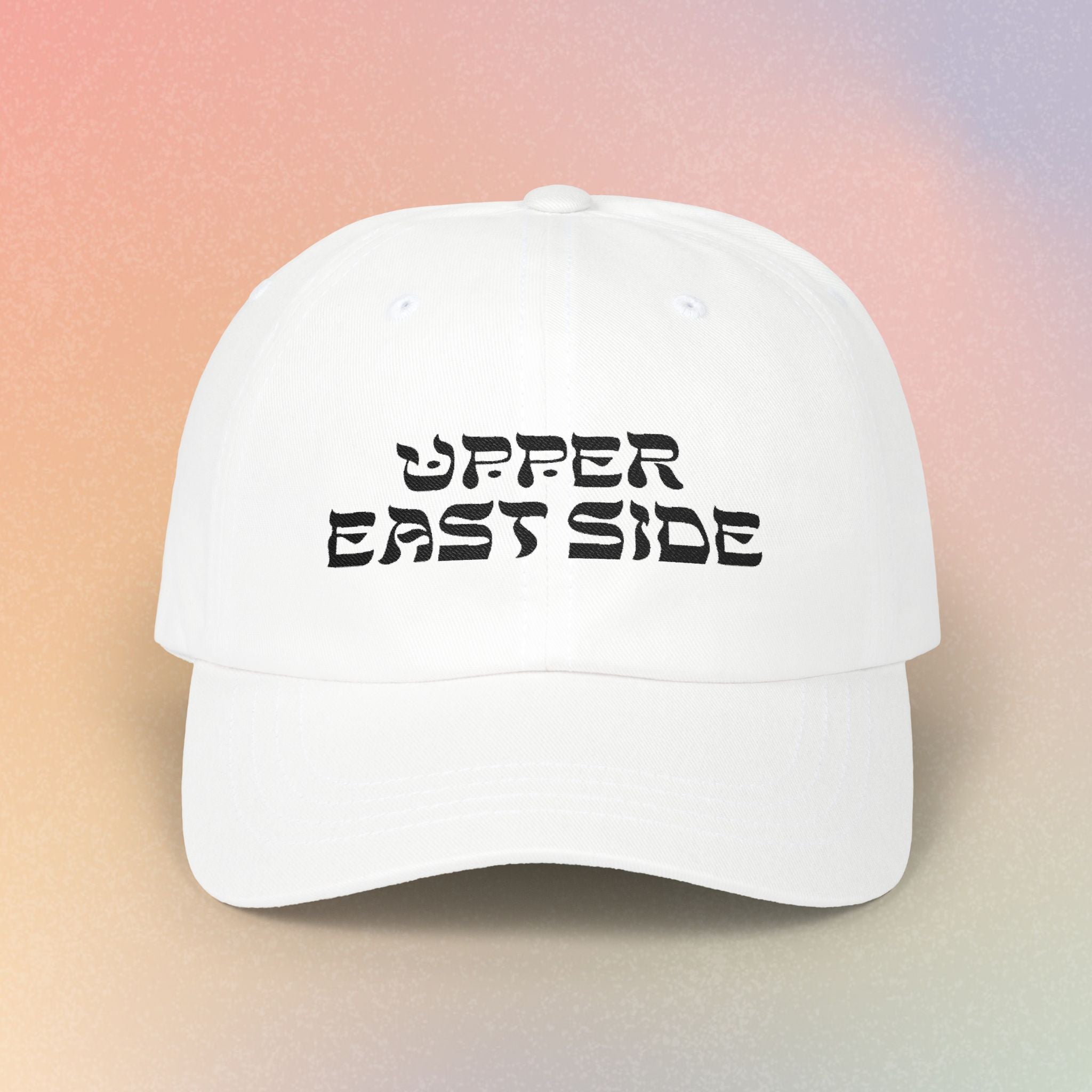 Upper East Side Hebrew Font Baseball Cap | NYC Jewish Pride (Light Colors)
