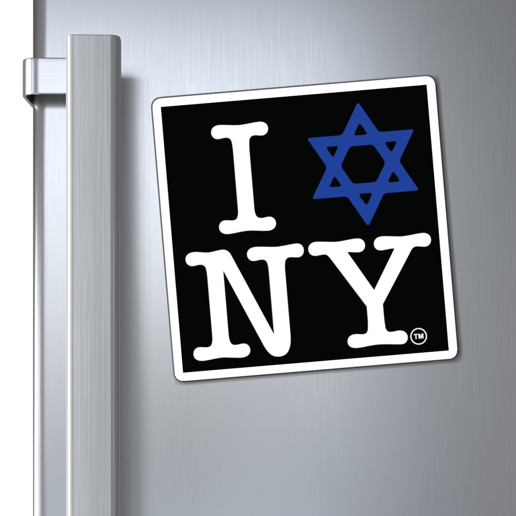 I Love NY Jewish Star Magnet — Jewish New York Fridge Magnet in Black (3 Sizes)