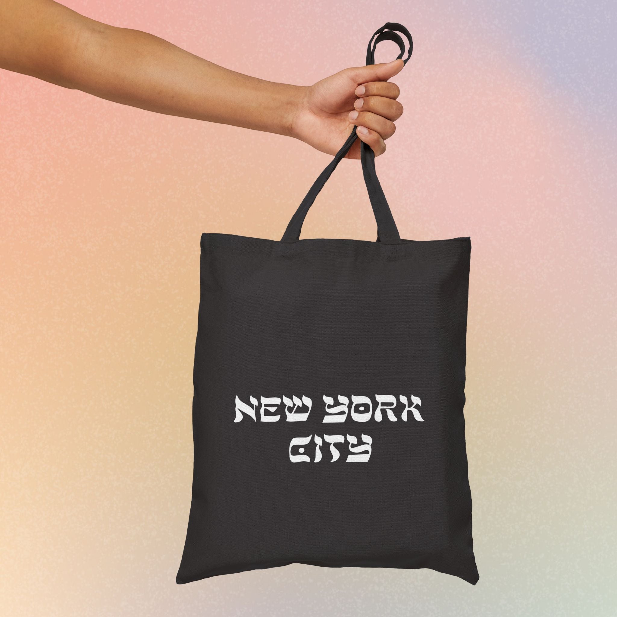 New York City Hebrew Style Font Cotton Canvas Tote Bag - NYC Jewish Pride
