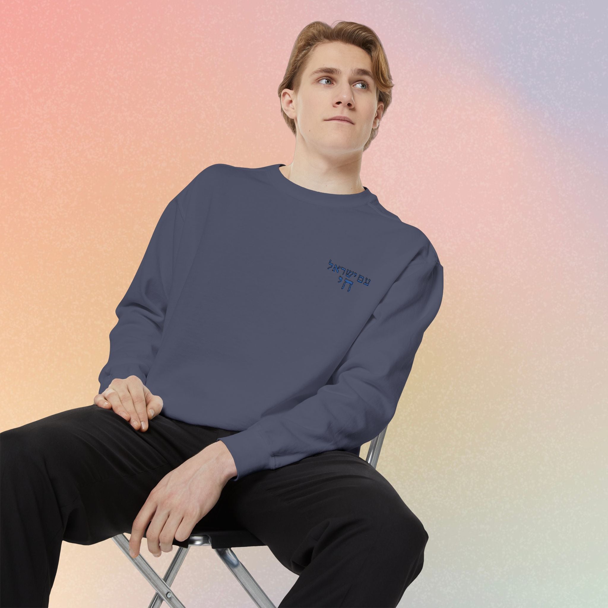 Am Yisrael Chai עם ישראל חי Hebrew Embroidered Sweatshirt