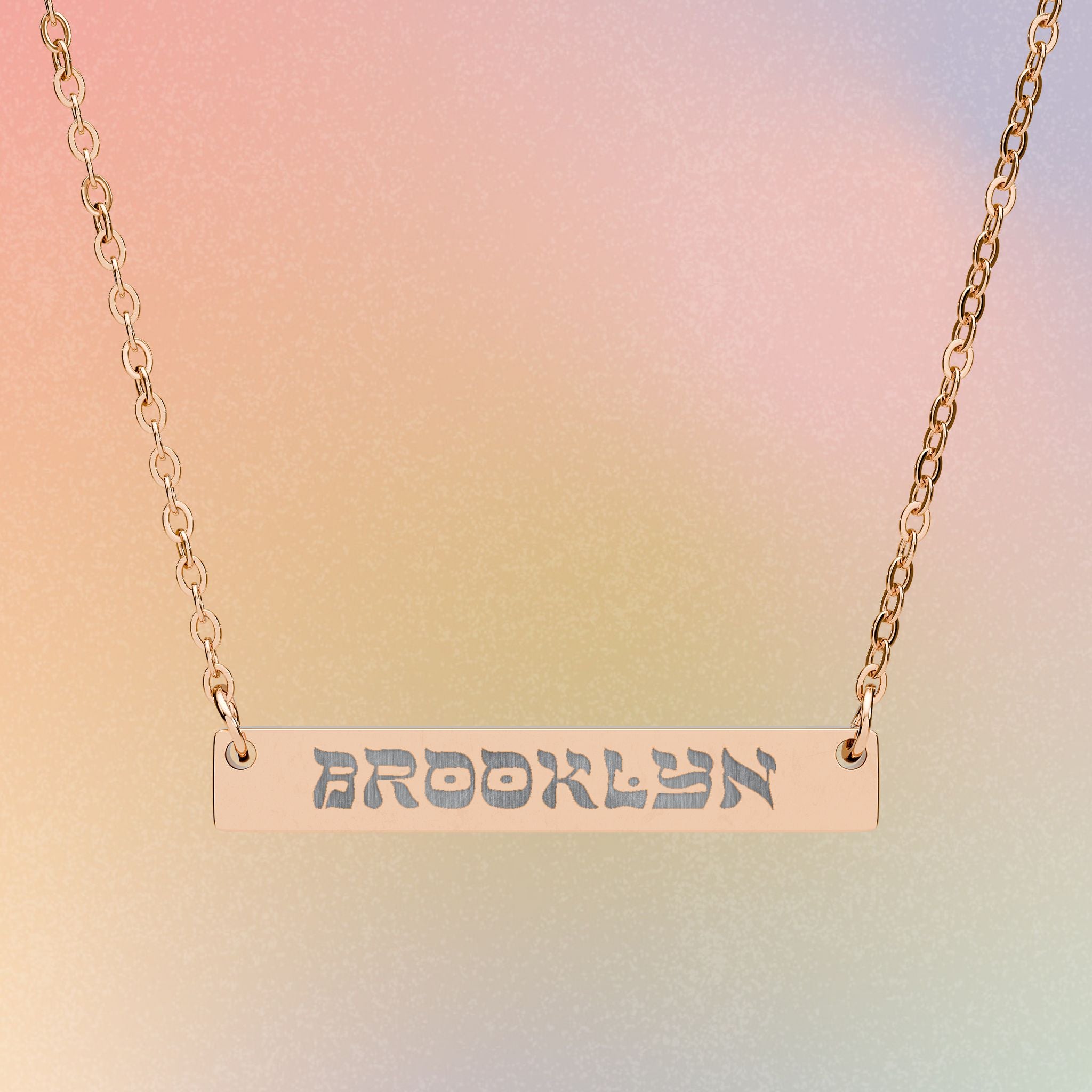 Brooklyn Engraved Bar Necklace | Horizontal Nameplate Necklace