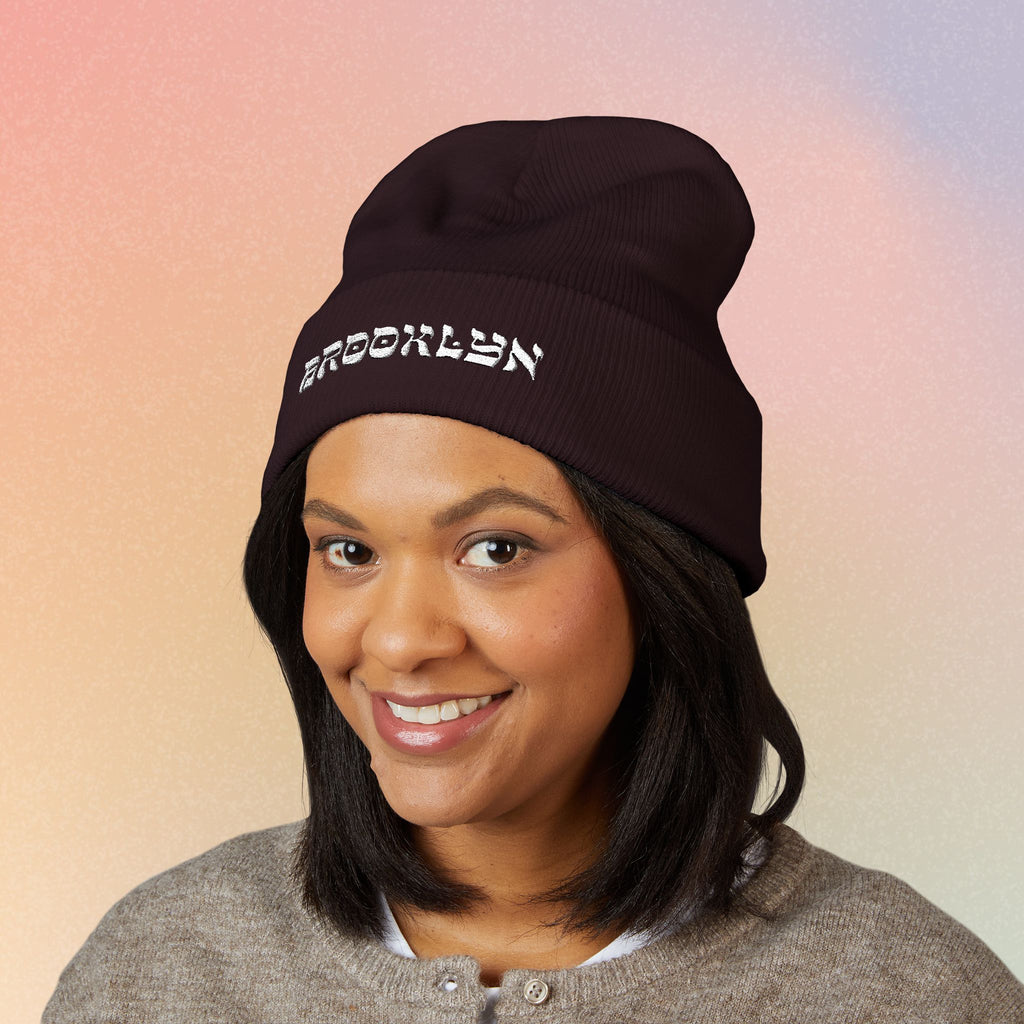 Brooklyn Hebrew Style Font Classic Cuffed Beanie (Embroidery)