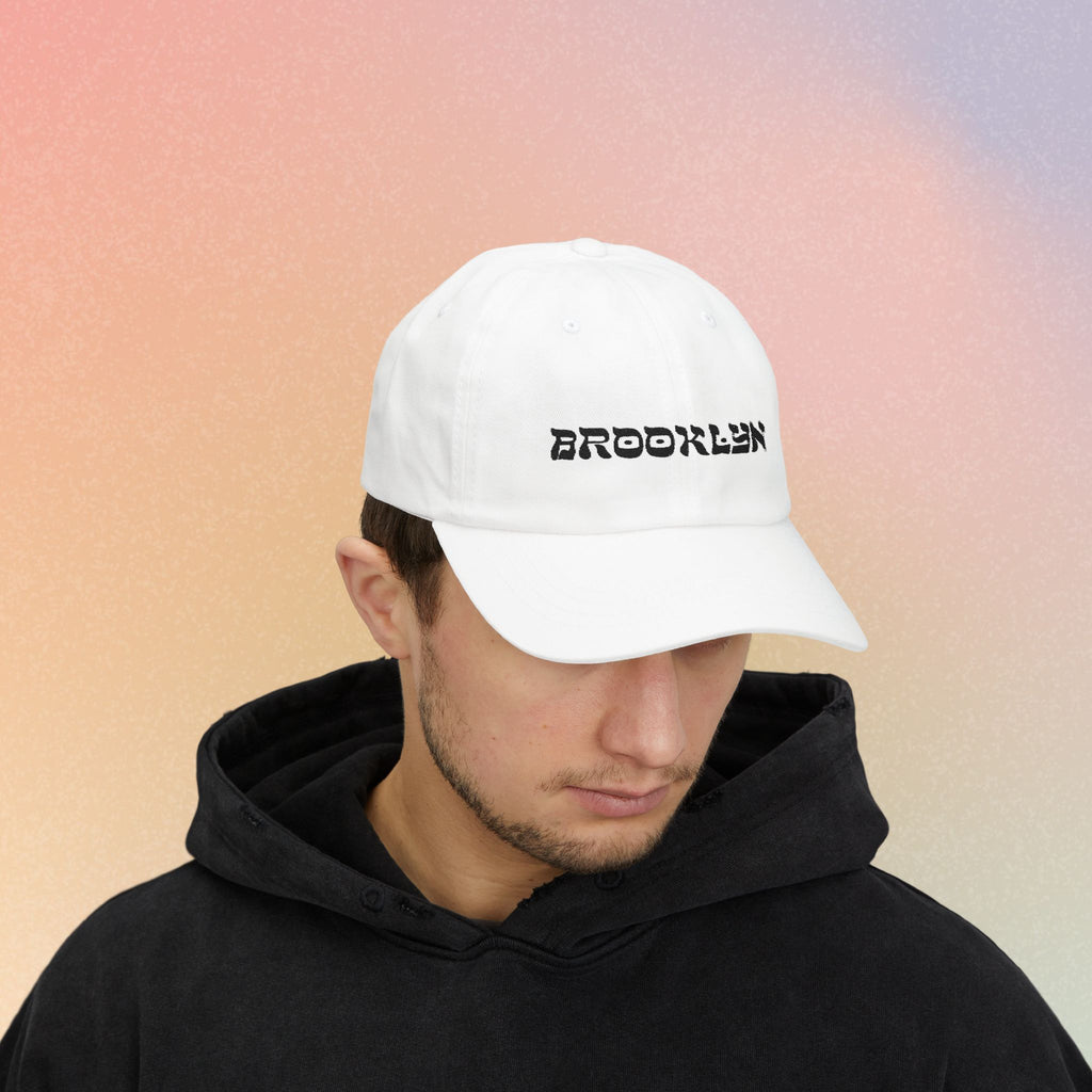 Brooklyn Hebrew Script Embroidered Baseball Cap