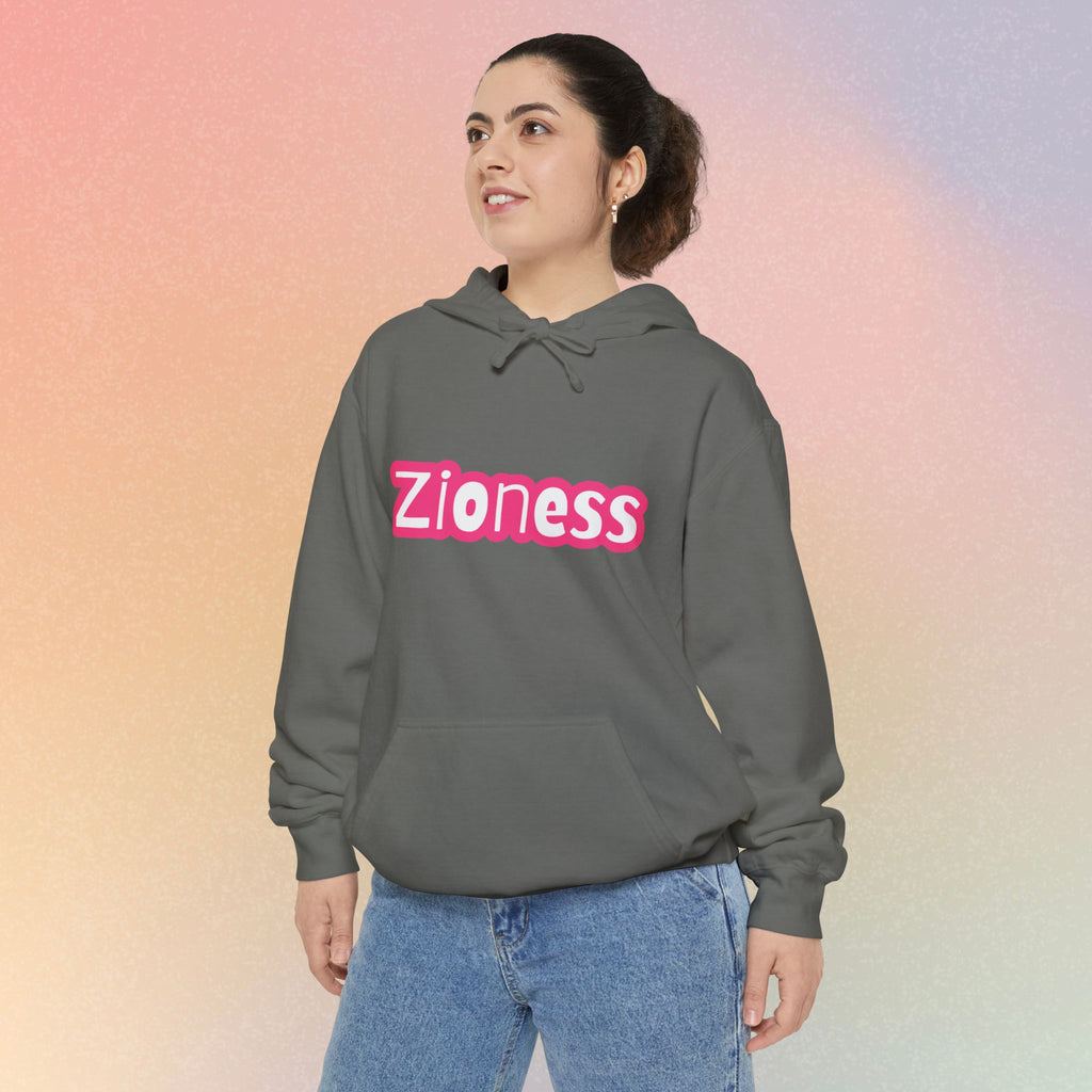 Zioness Hoodie — Pink Retro Logo Pullover