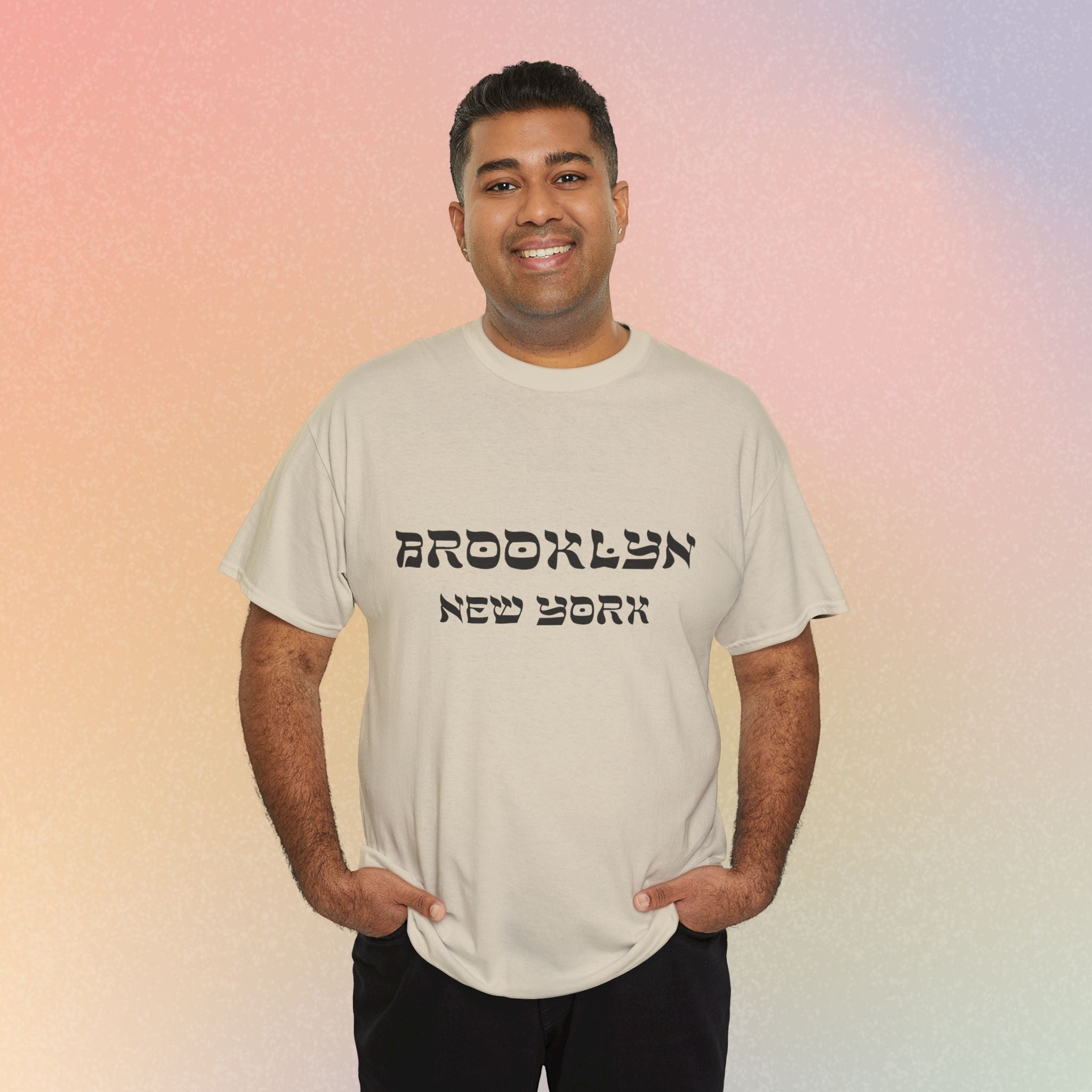 Brooklyn New York Hebrew Script - Unisex Heavy Cotton Tee