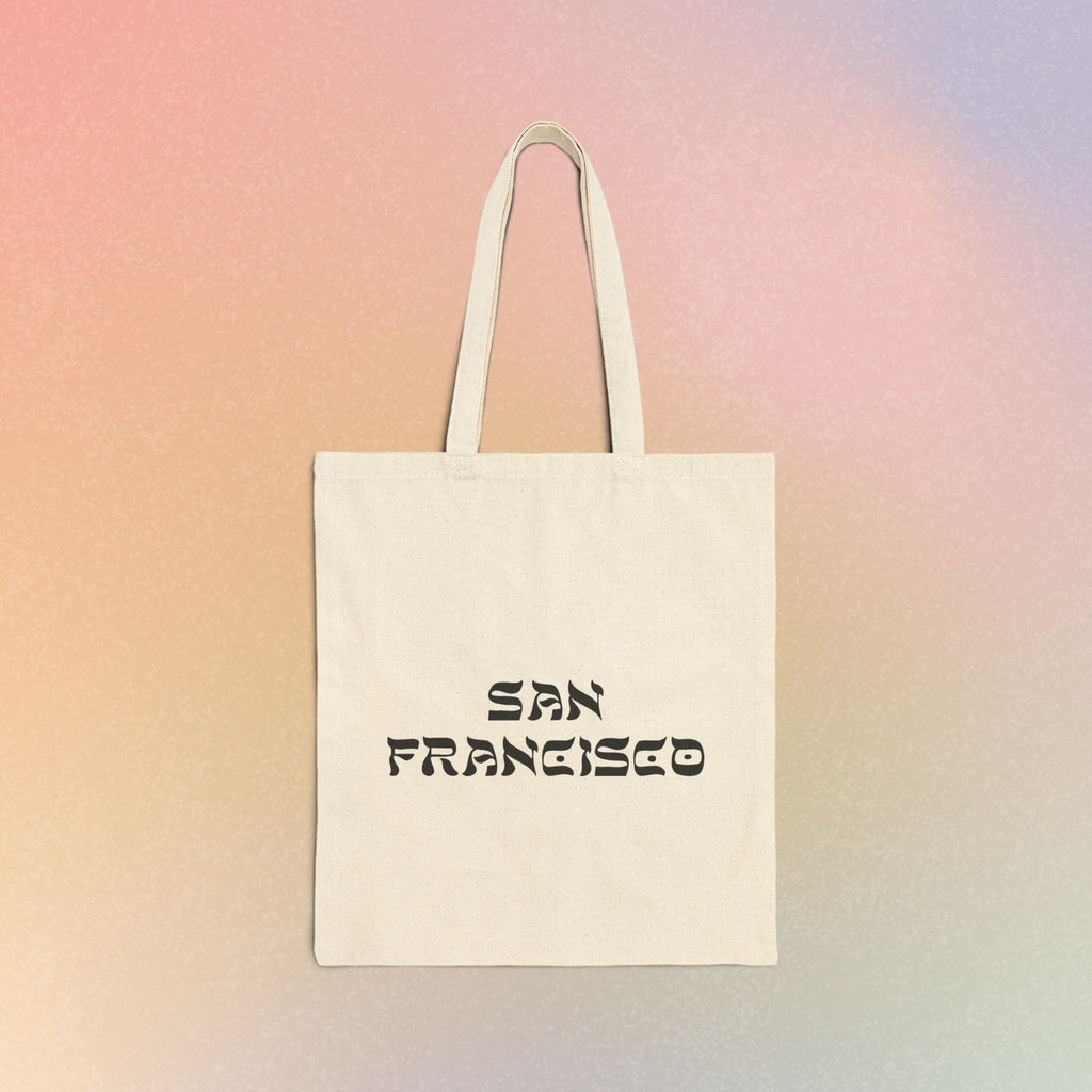 San Francisco Hebrew Style Font Cotton Canvas Tote Bag - California Jewish Pride